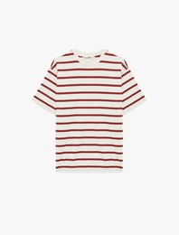 Pamuklu Kısa Kollu Bisiklet Yaka Basic Tişört