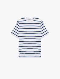 Pamuklu Kısa Kollu Bisiklet Yaka Basic Tişört