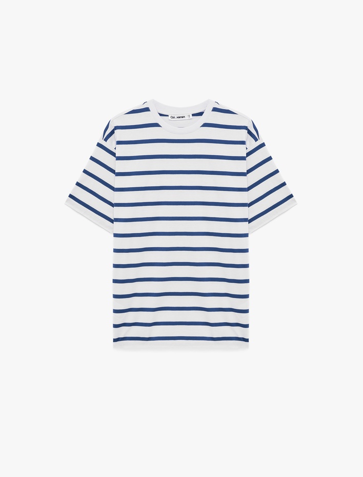  Pamuklu Kısa Kollu Bisiklet Yaka Basic Tişört