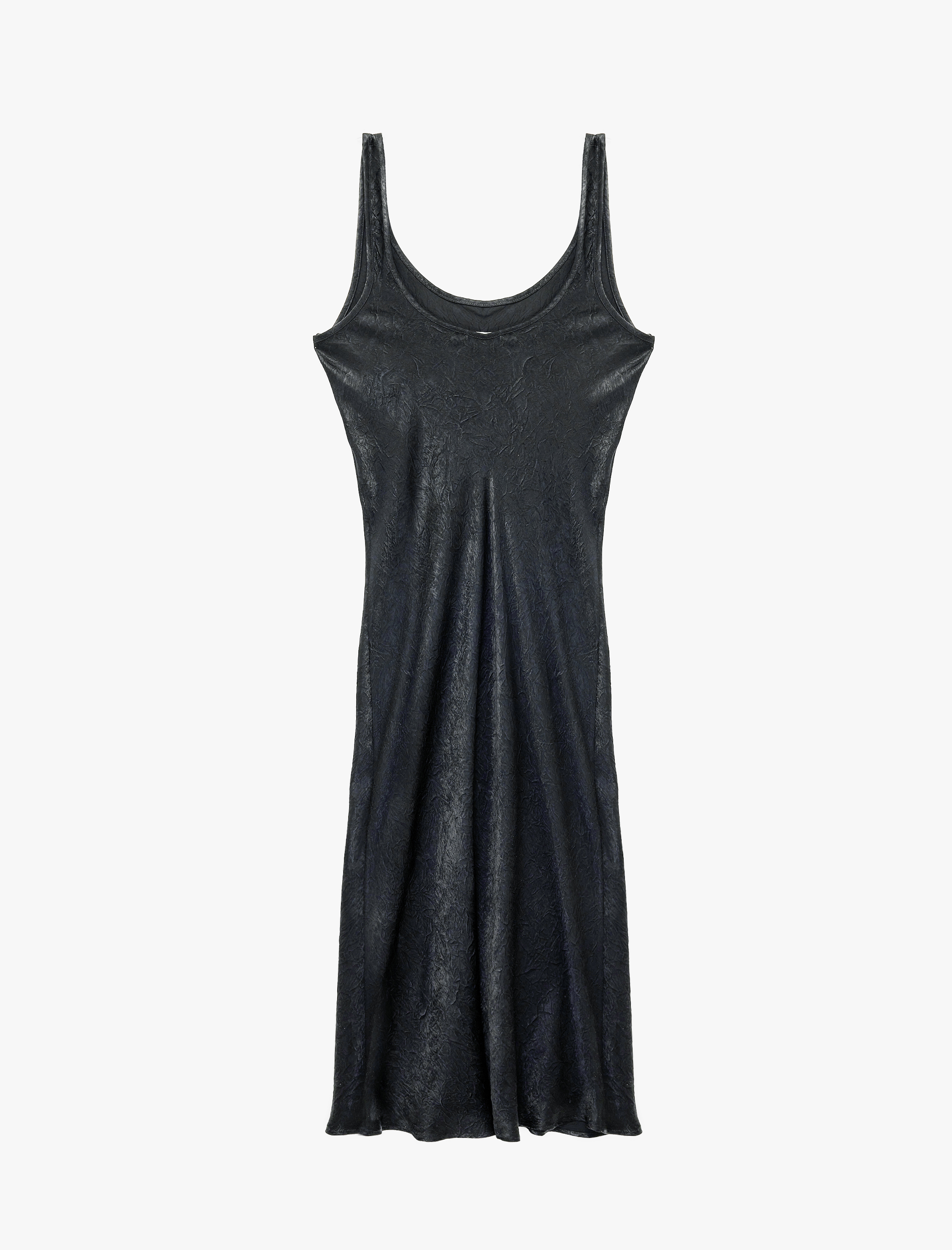   Kolsuz U Yaka Slim Fit Saten Midi Abiye Elbise