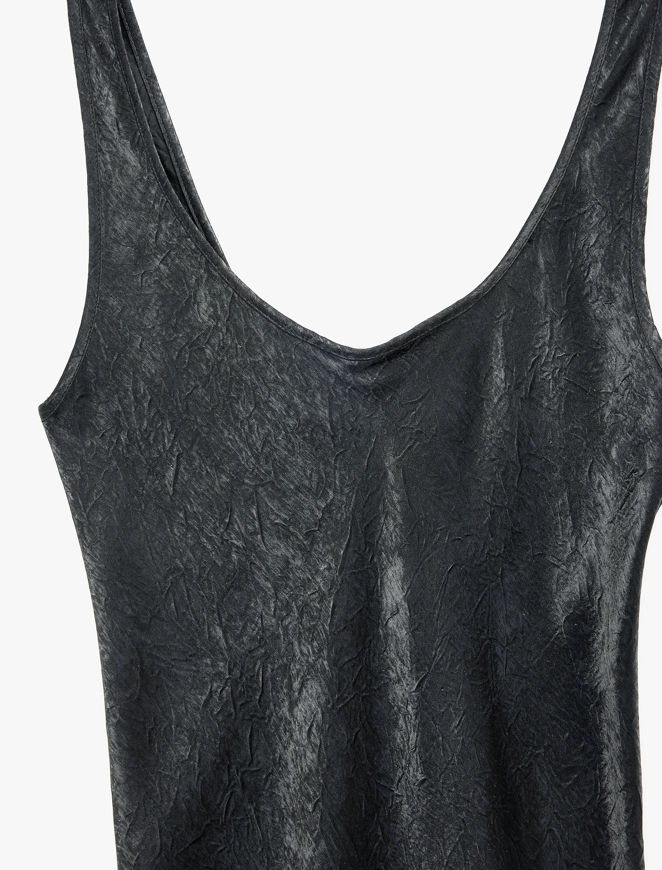   Kolsuz U Yaka Slim Fit Saten Midi Abiye Elbise