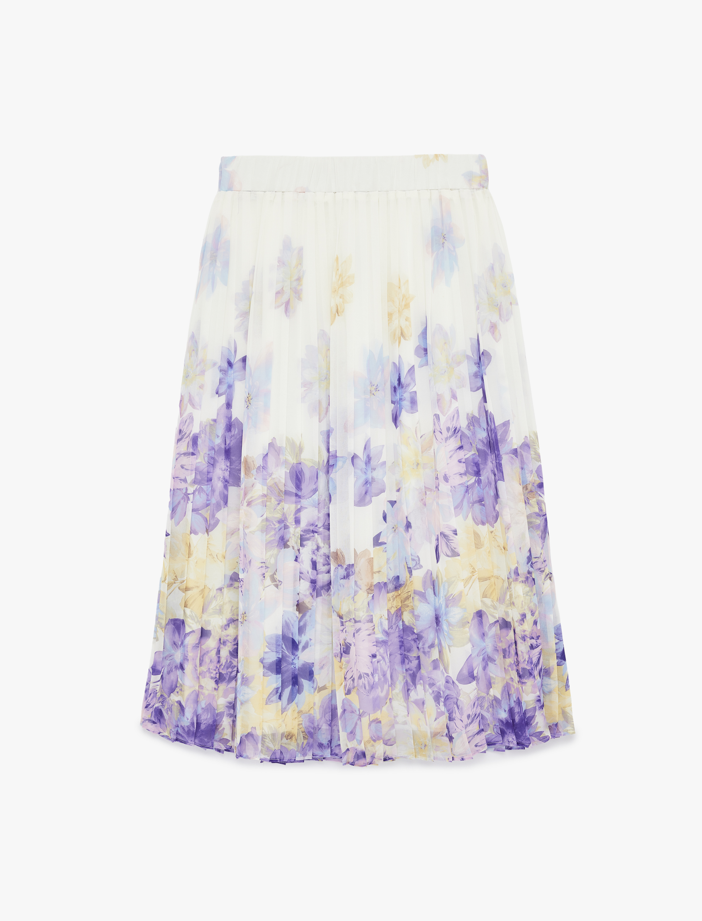   İnce Piliseli Çiçekli Şifon Etek