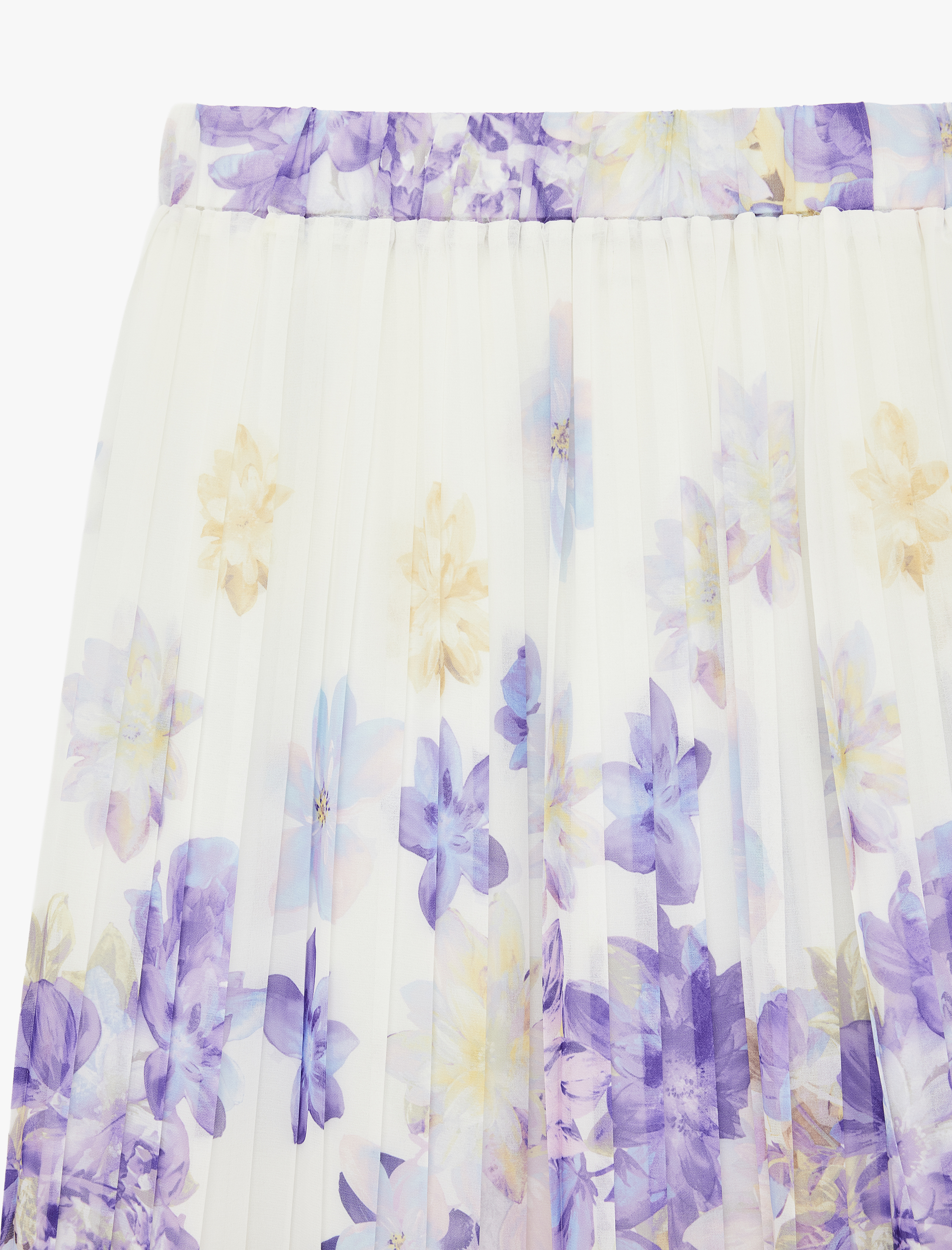   İnce Piliseli Çiçekli Şifon Etek