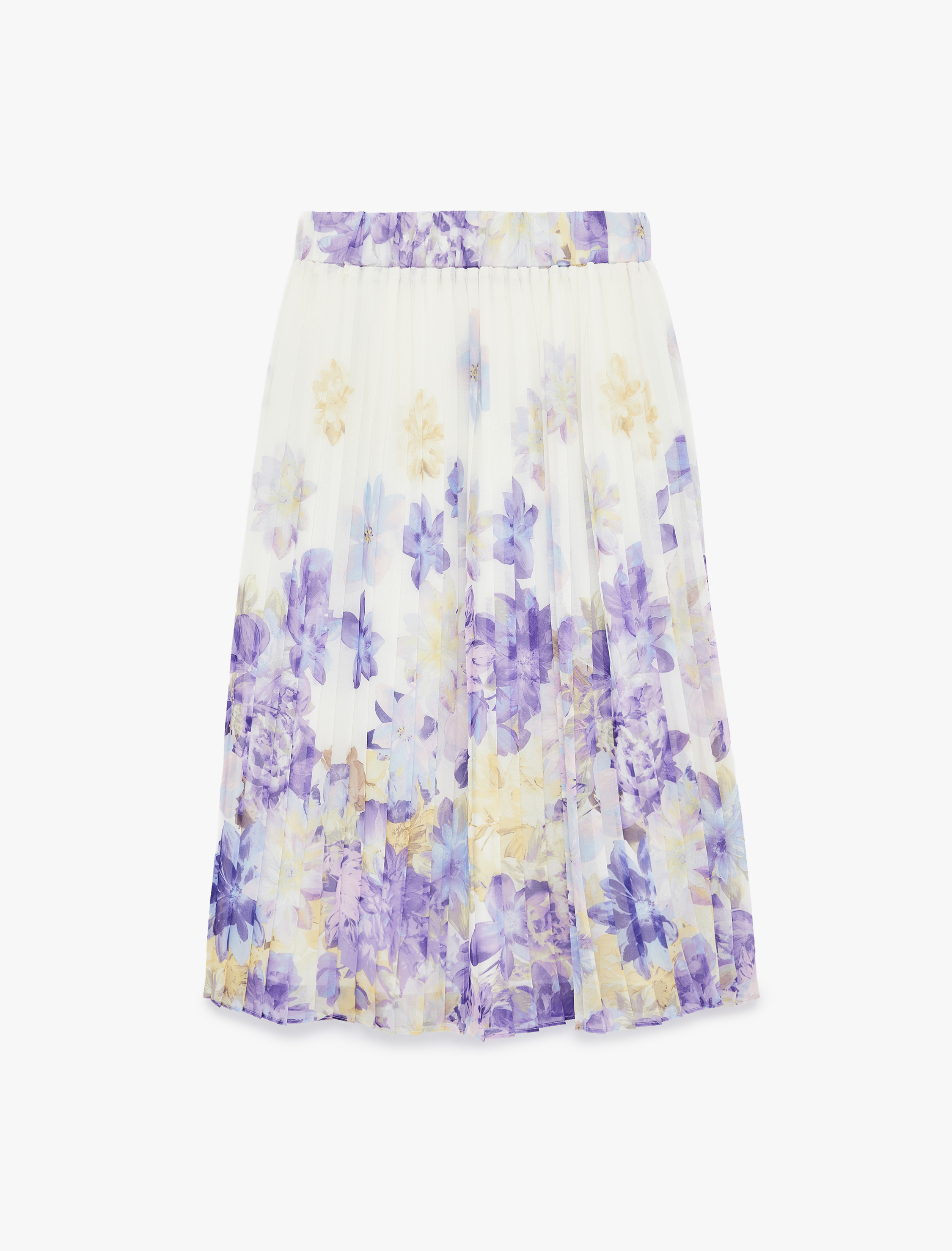   İnce Piliseli Çiçekli Şifon Etek