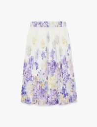 İnce Piliseli Çiçekli Şifon Etek