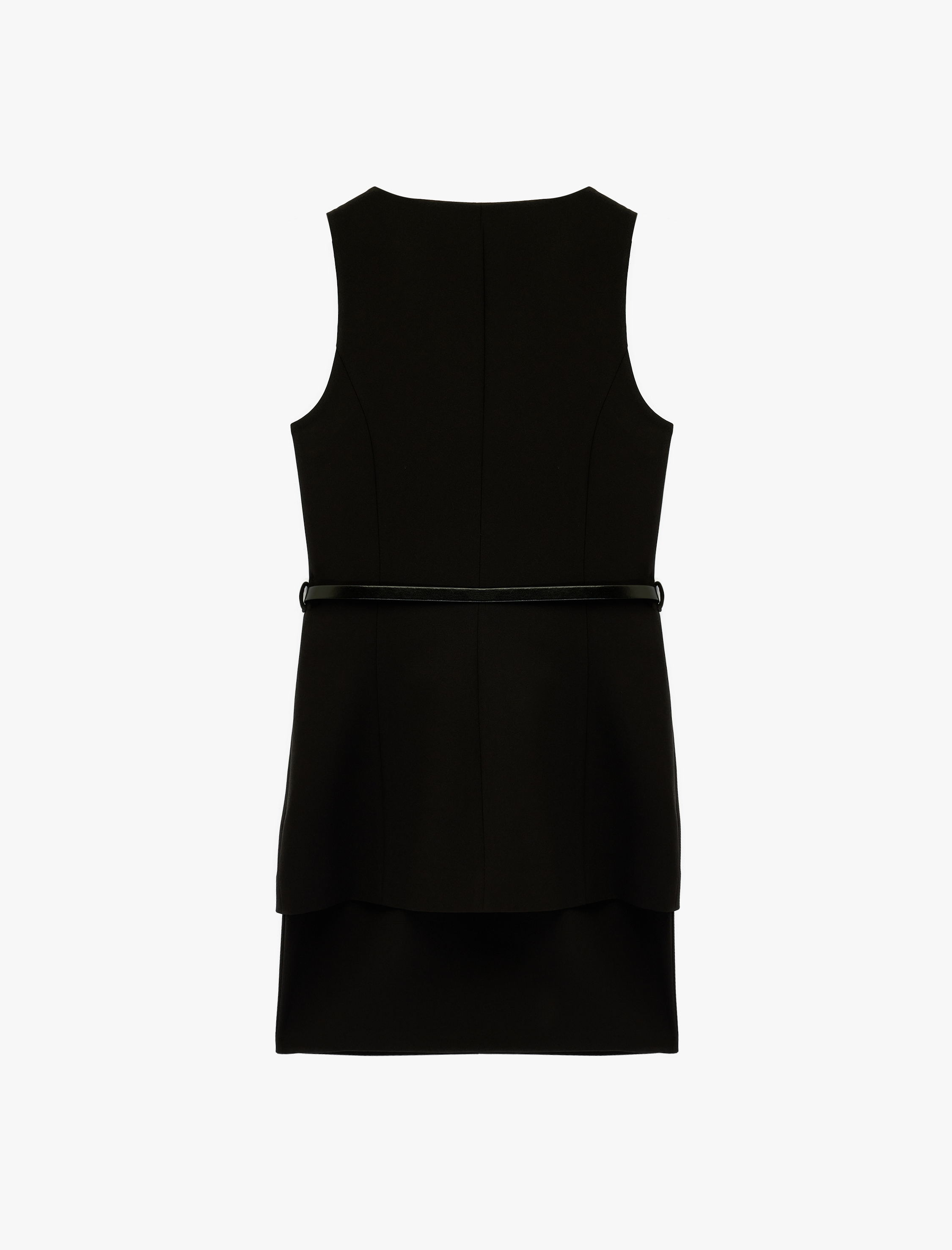   Kemer Detaylı Kolsuz Bisiklet Yaka Katlı Mini Elbise