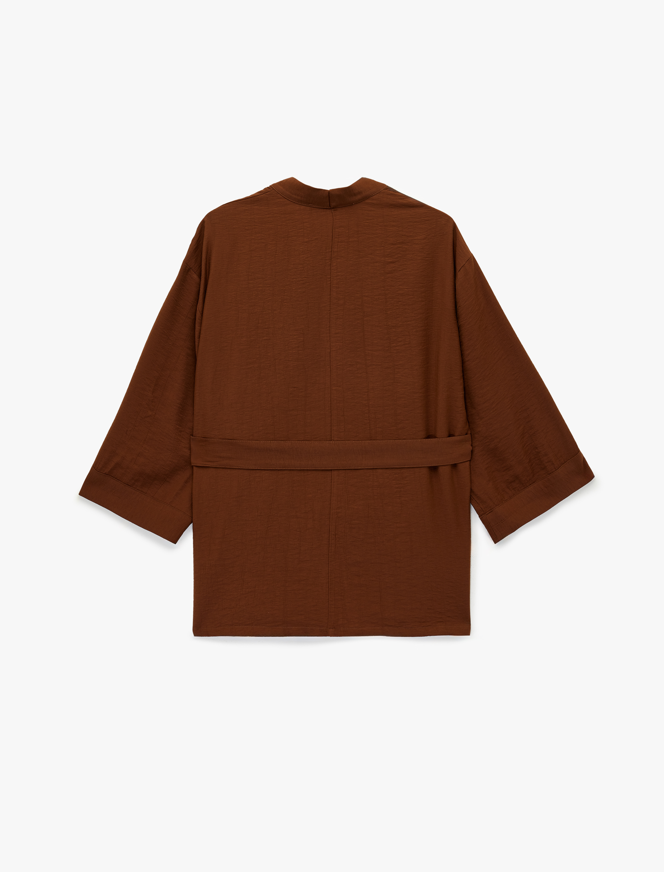   Viskon Kumaş Uzun Geniş Kol Kuşak Detaylı Kimono