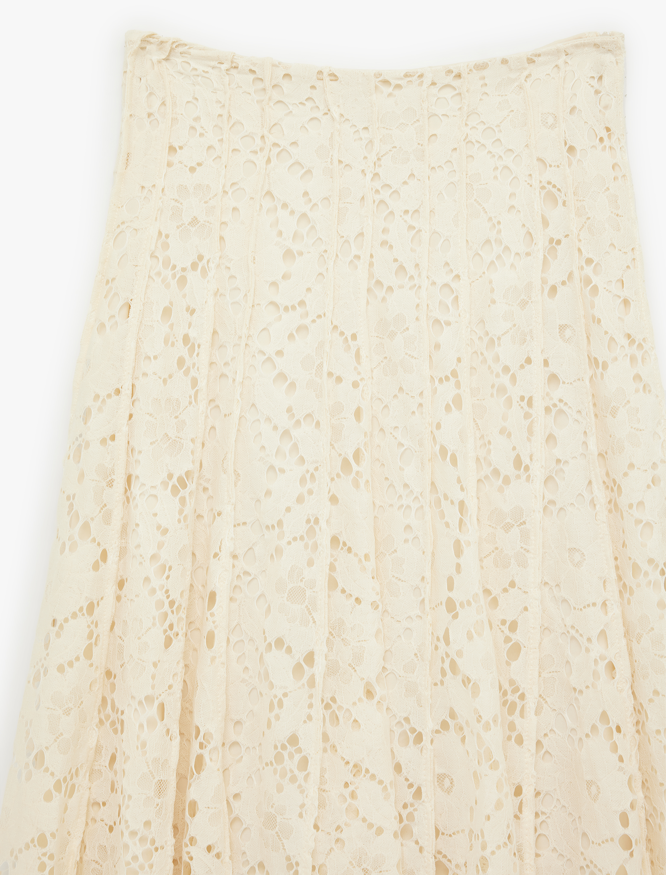   Pileli Midi Dantel Etek