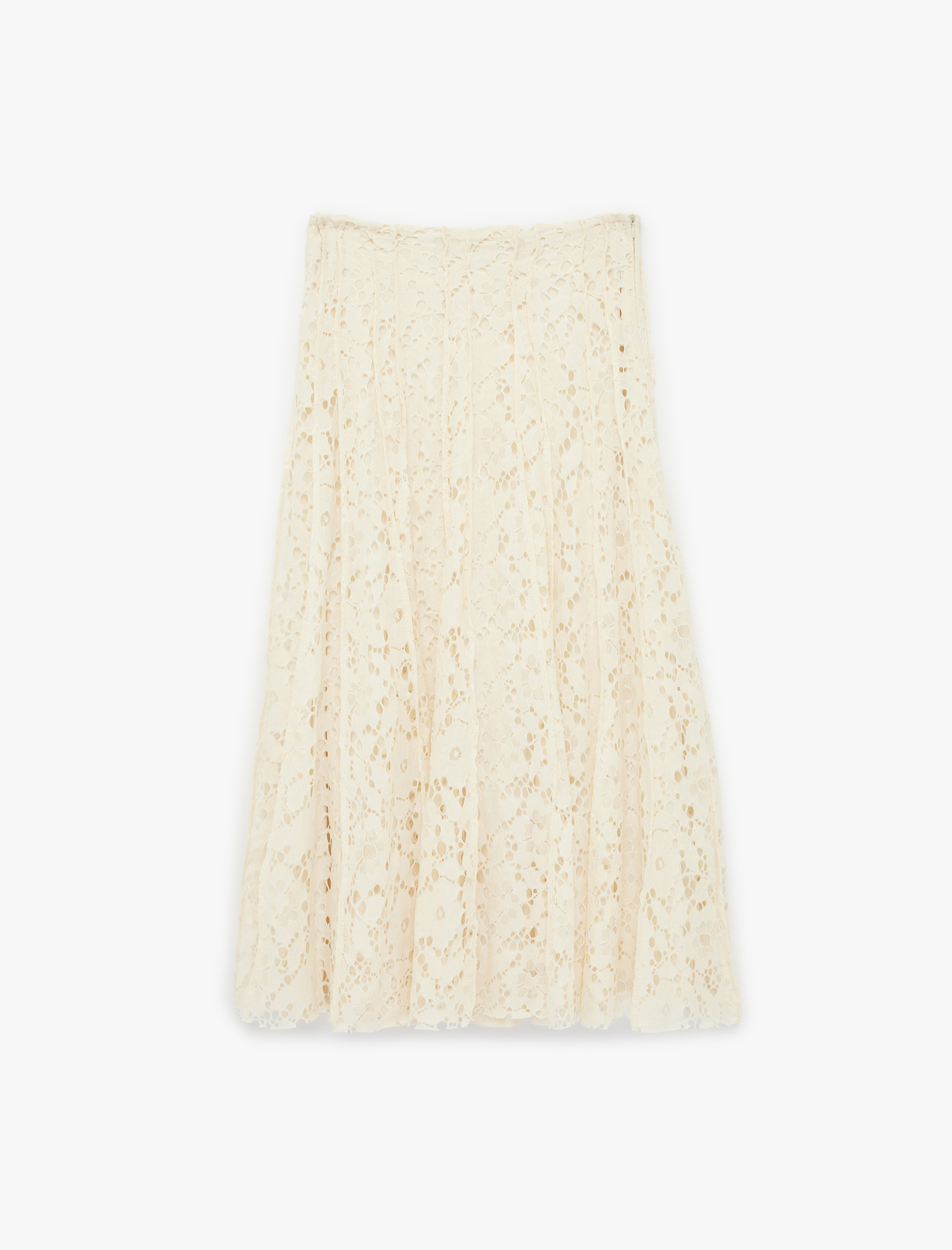   Pileli Midi Dantel Etek