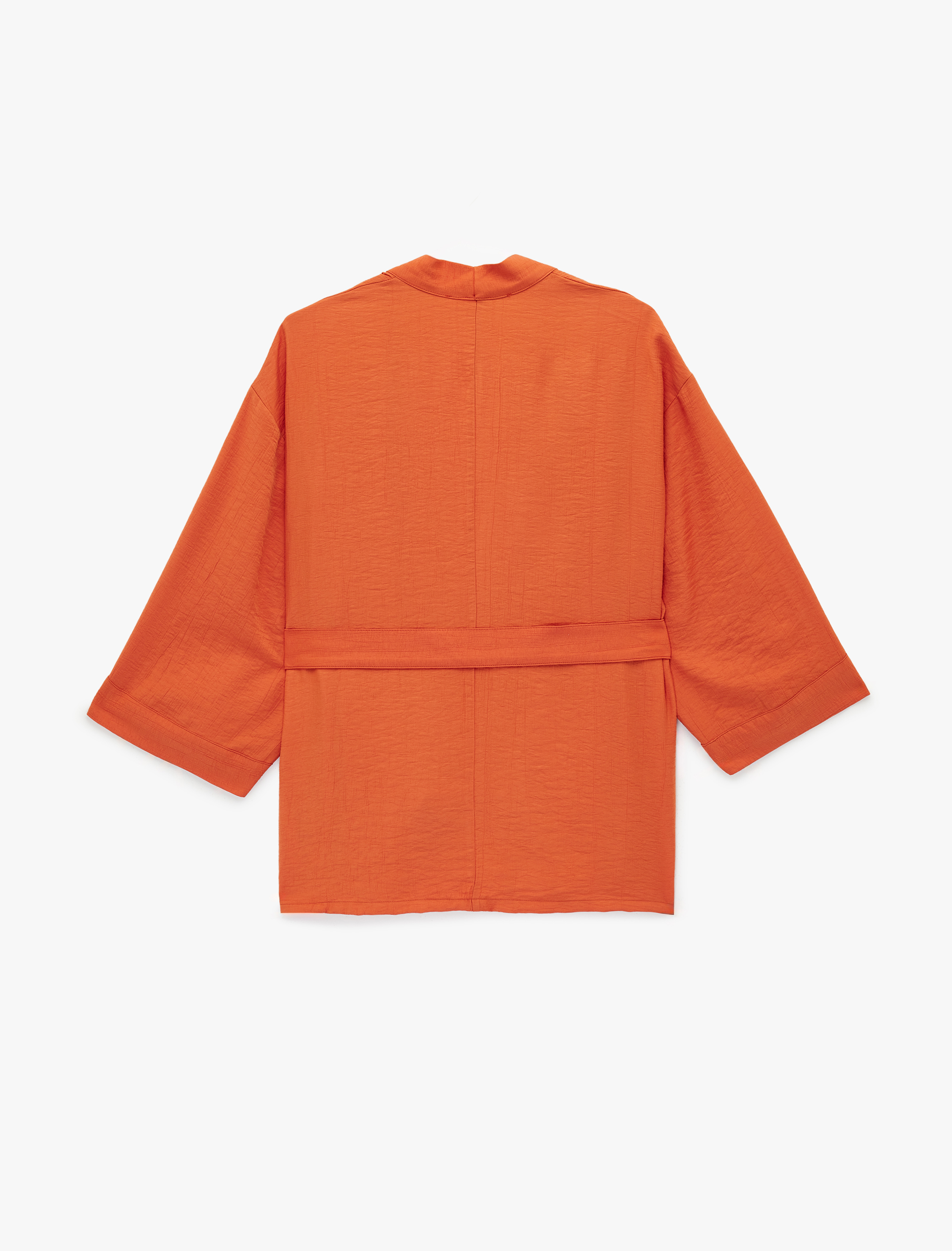   Viskon Kumaş Uzun Geniş Kol Kuşak Detaylı Kimono