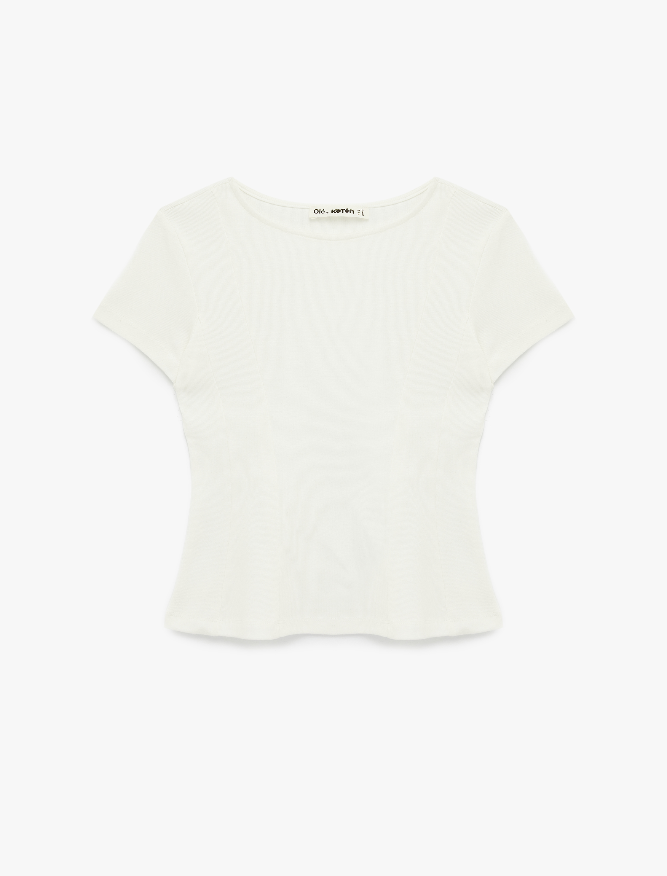   Pamuklu Kısa Kollu Korse Detaylı Bisiklet Yaka Tişört