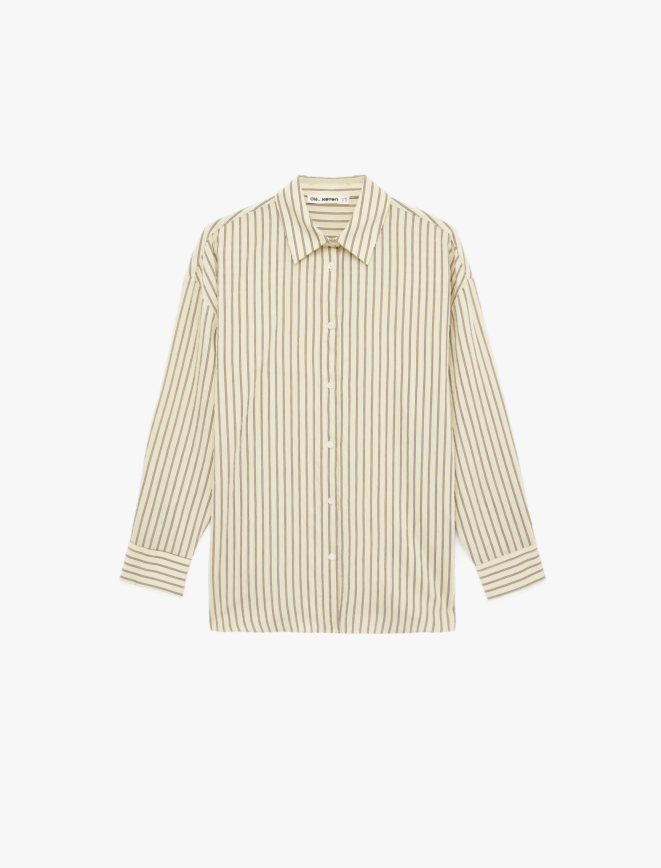   Klasik Yaka Düğmeli Uzun Kollu Oversize Viskon Gömlek