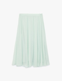 Standart Bel Pileli Midi Şifon Etek