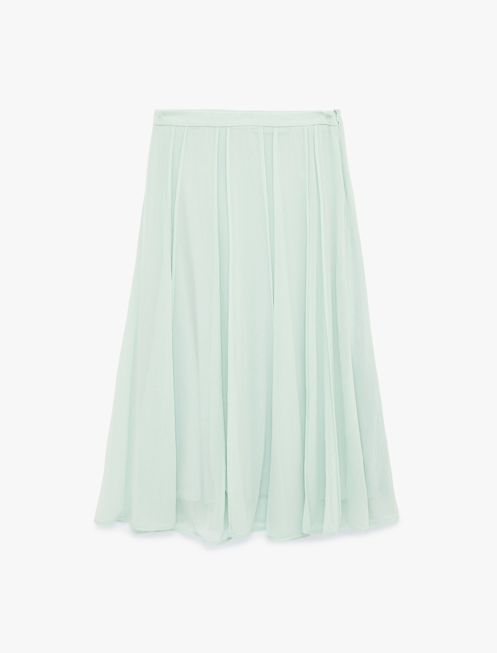  Standart Bel Pileli Midi Şifon Etek