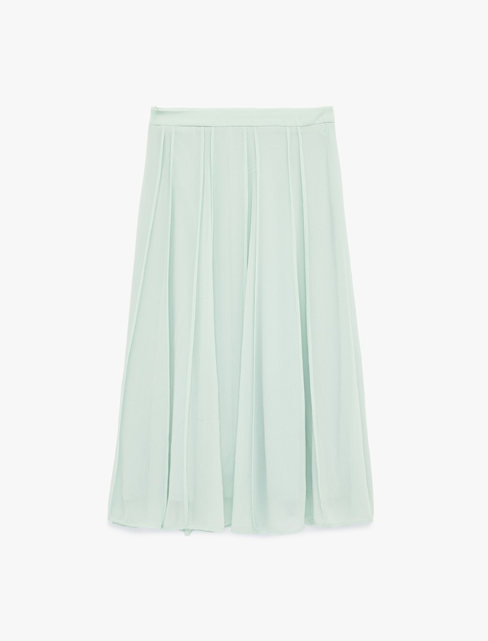  Standart Bel Pileli Midi Şifon Etek