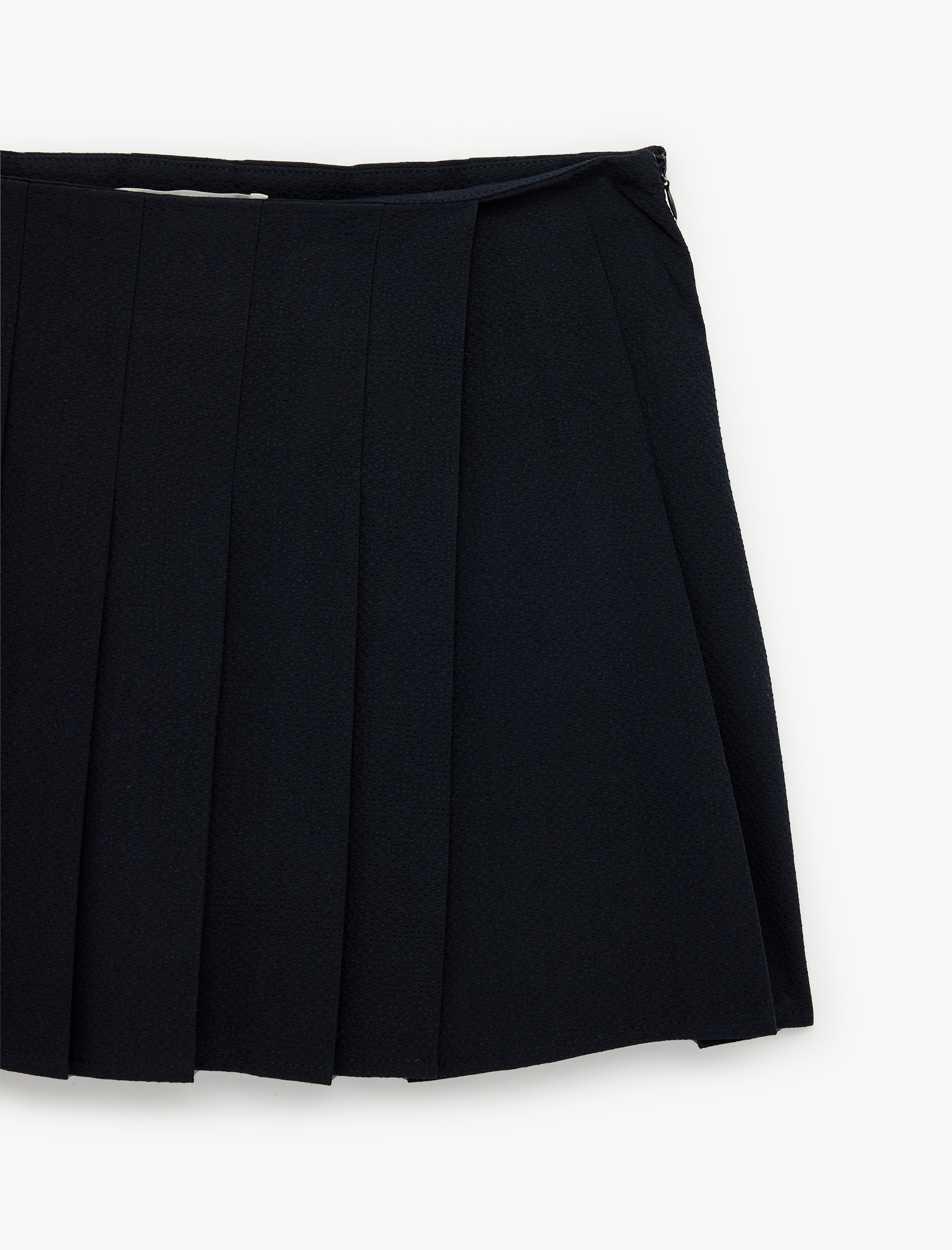   Viskon Karışımlı Kalın Piliseli Mini Etek