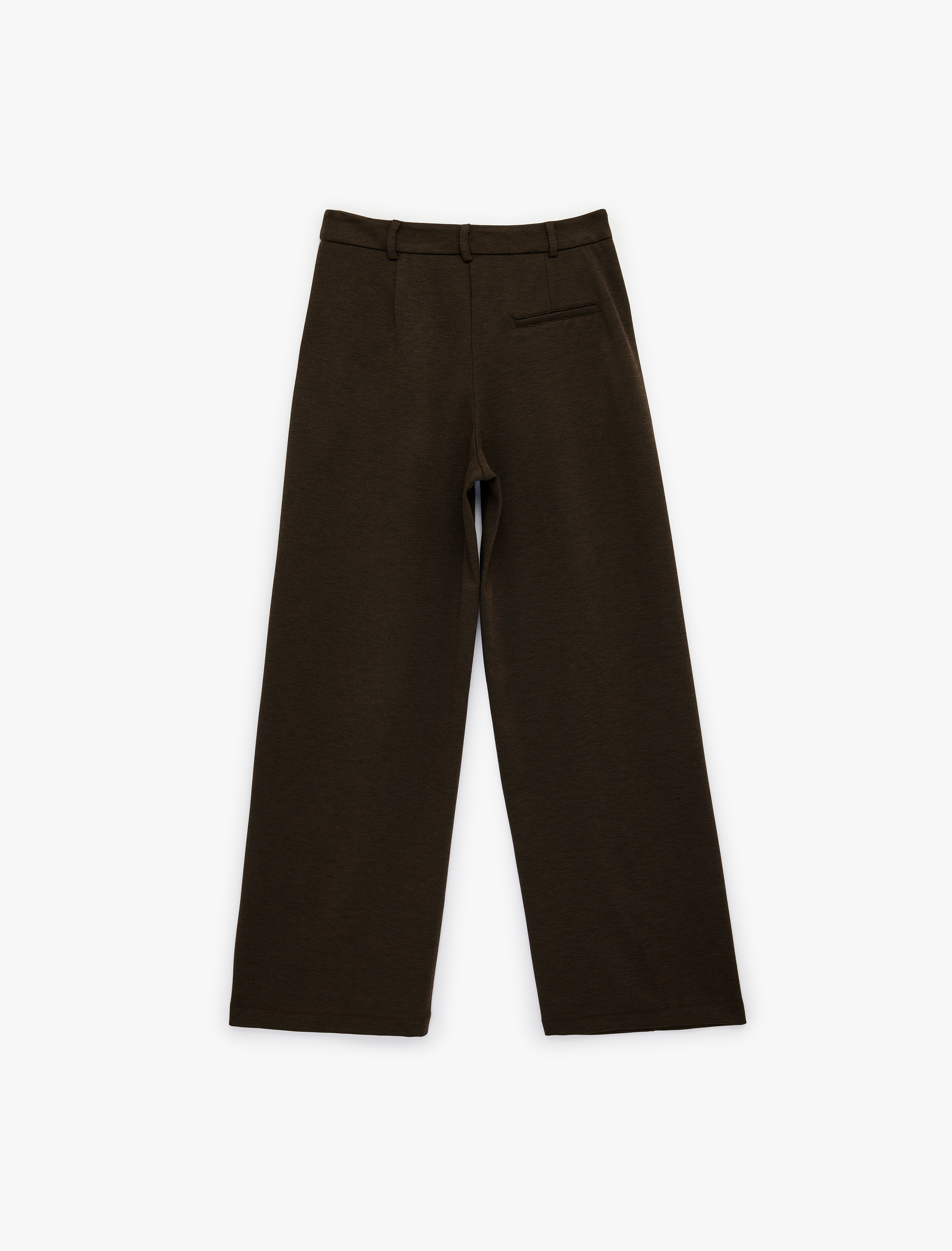   Düz Paça Slim Fit Düğmeli Nervürlü Yüksek Bel Pantolon