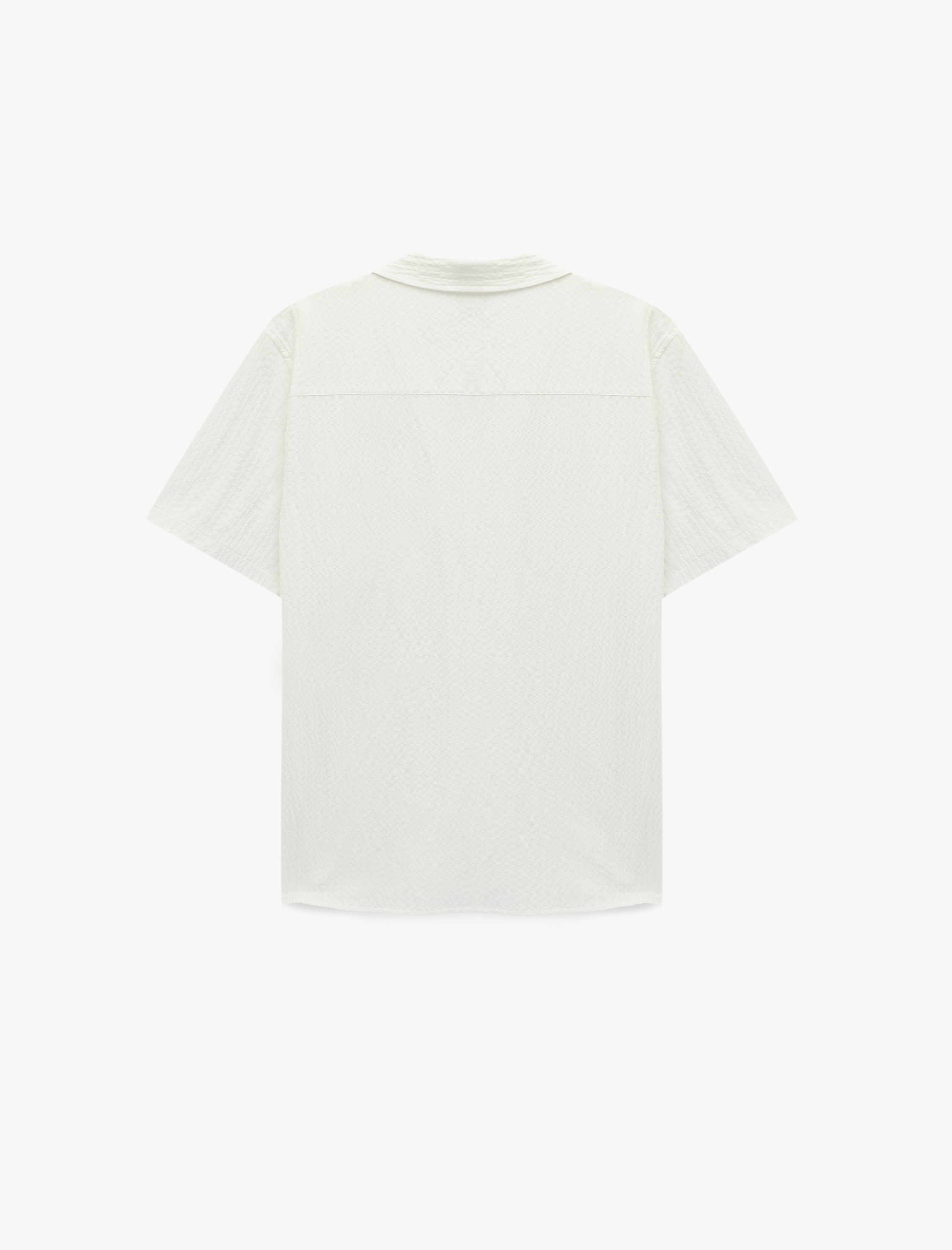   Regular Fit Kısa Kollu Cepli Dokulu Devrik Yaka Gömlek