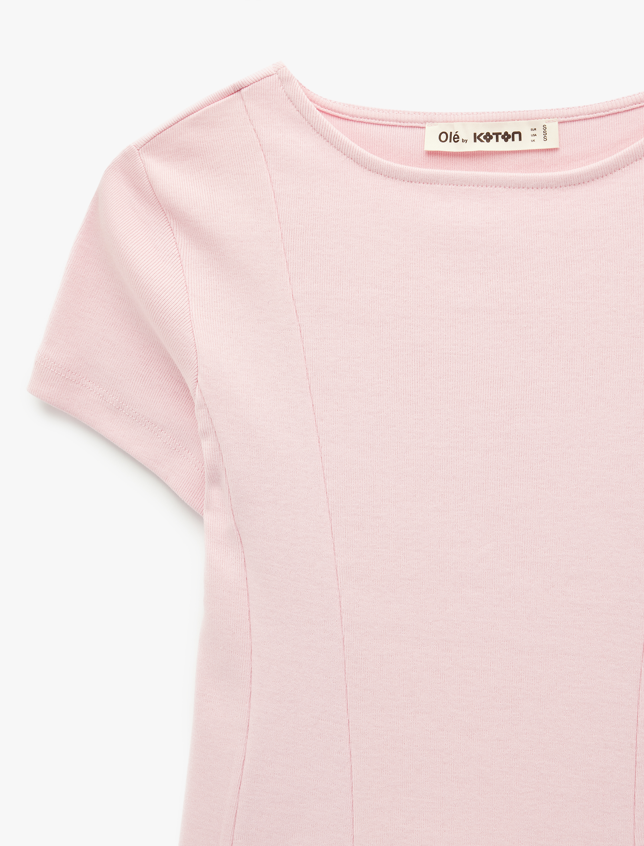   Pamuklu Kısa Kollu Korse Detaylı Bisiklet Yaka Tişört