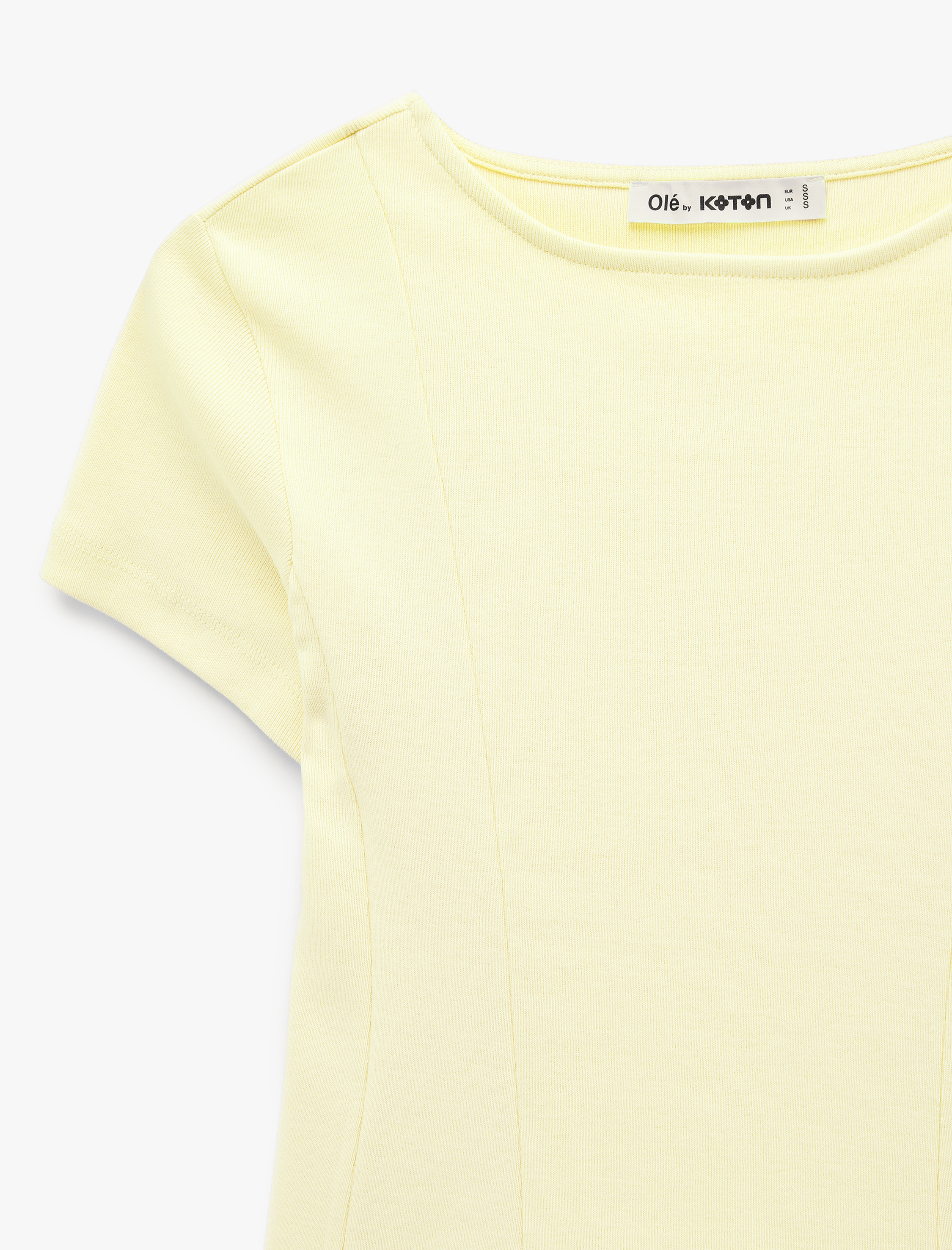   Pamuklu Kısa Kollu Korse Detaylı Bisiklet Yaka Tişört