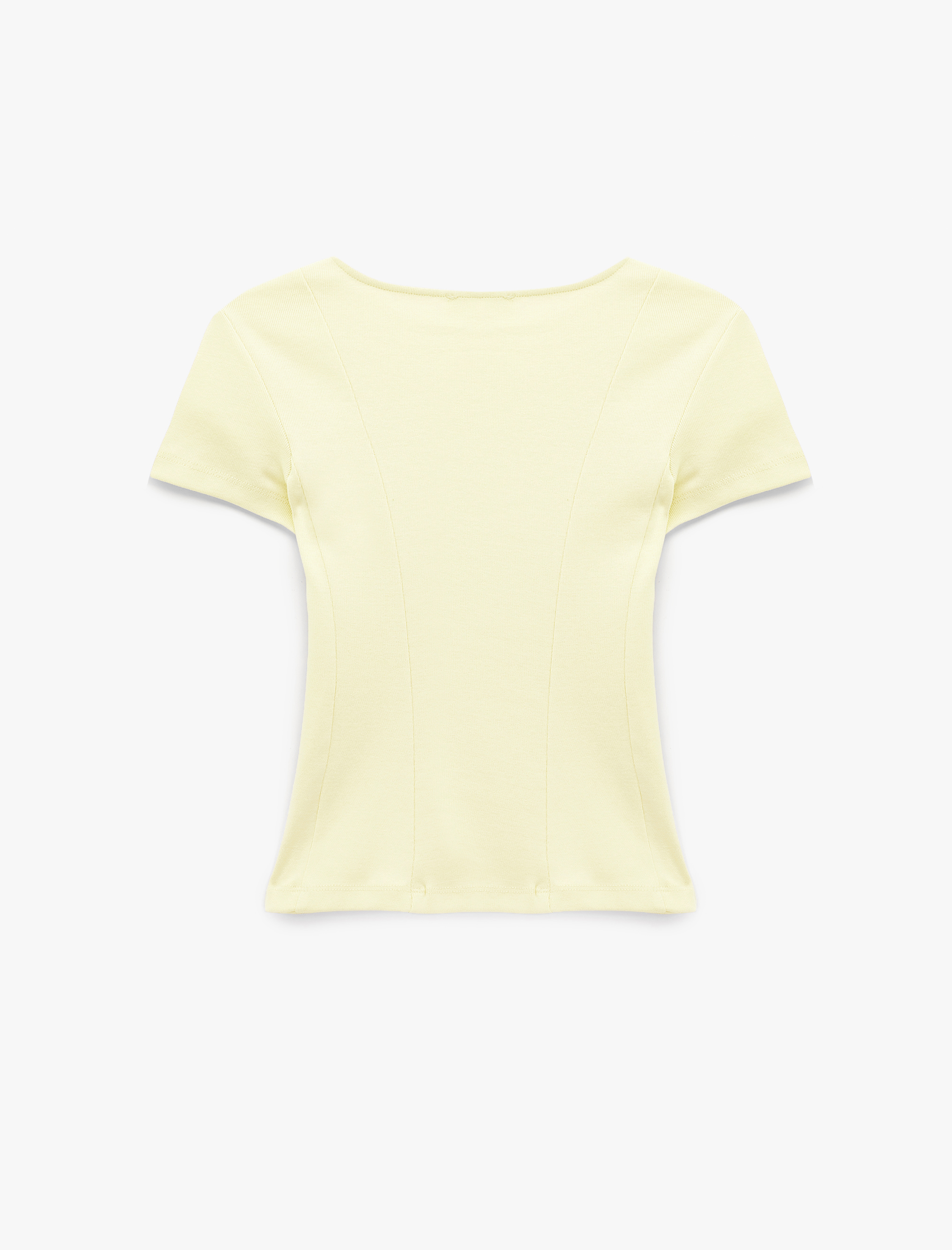   Pamuklu Kısa Kollu Korse Detaylı Bisiklet Yaka Tişört