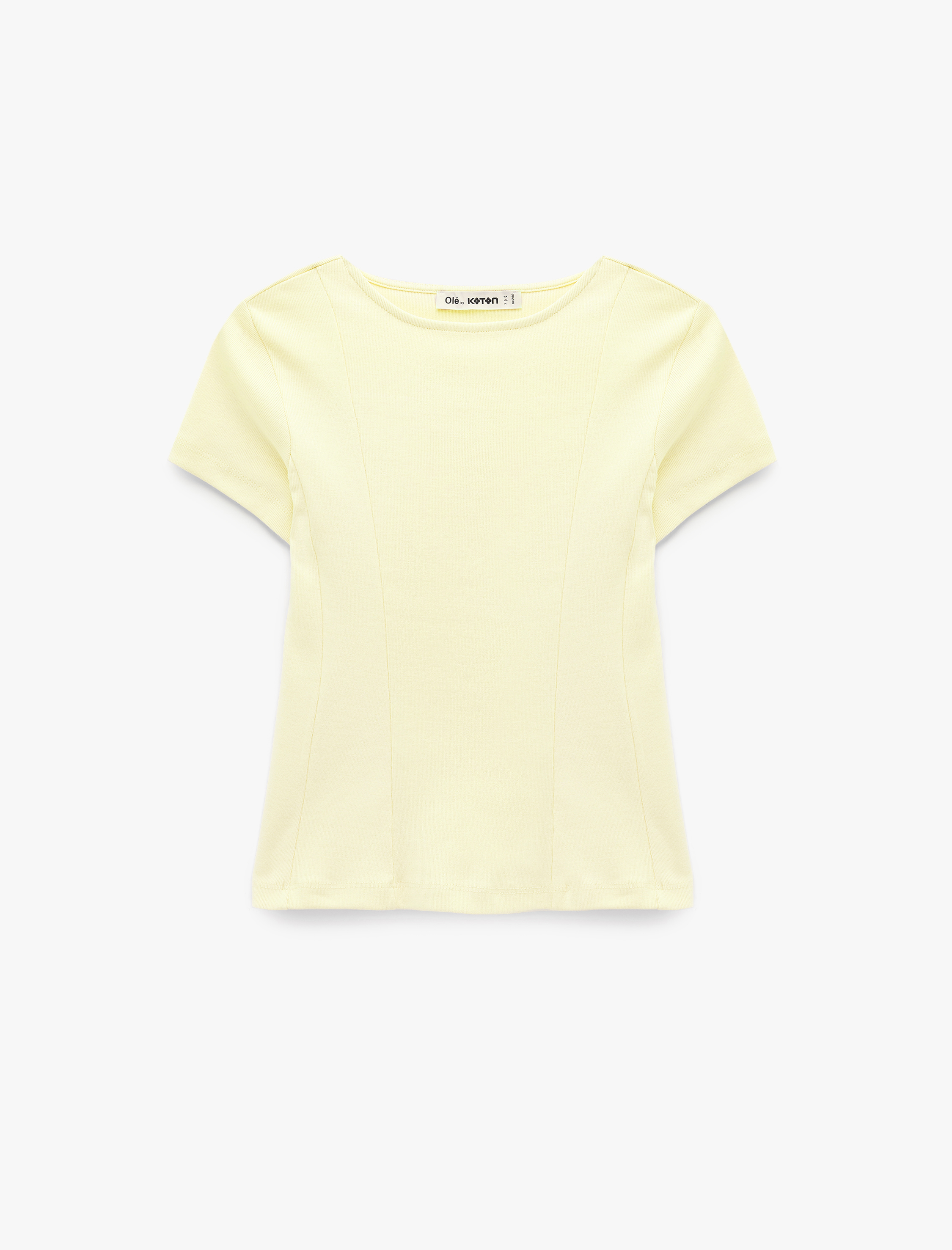   Pamuklu Kısa Kollu Korse Detaylı Bisiklet Yaka Tişört