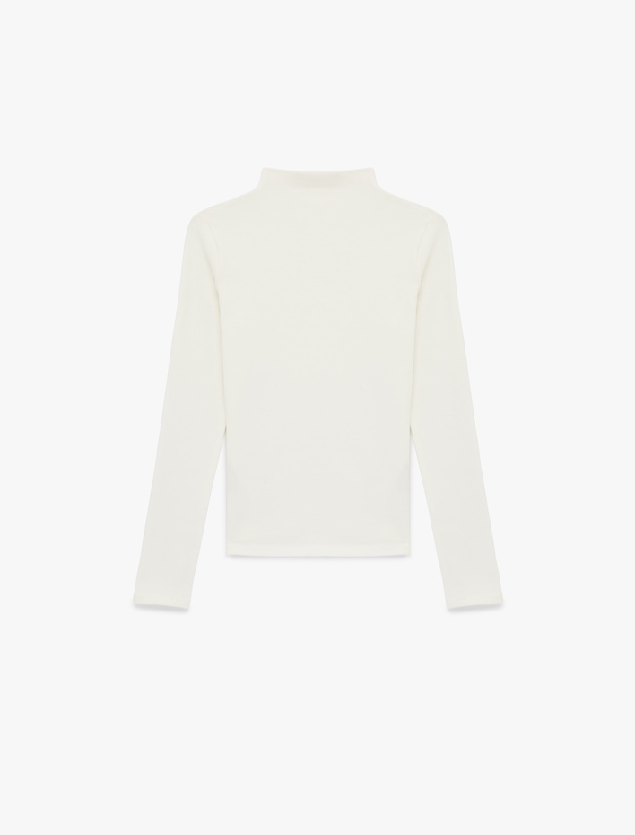  Pamuklu Slim Fit Uzun Kollu Dik Yaka Body