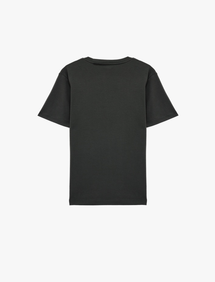  Regular Fit Kısa Kollu Pamuklu Bisiklet Yaka Tişört