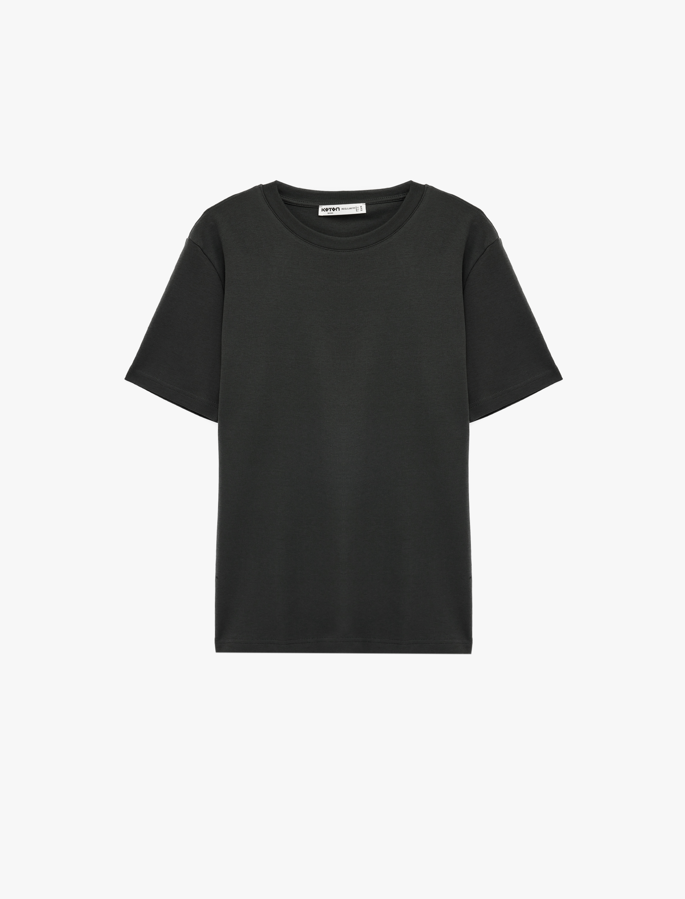   Regular Fit Kısa Kollu Pamuklu Bisiklet Yaka Tişört