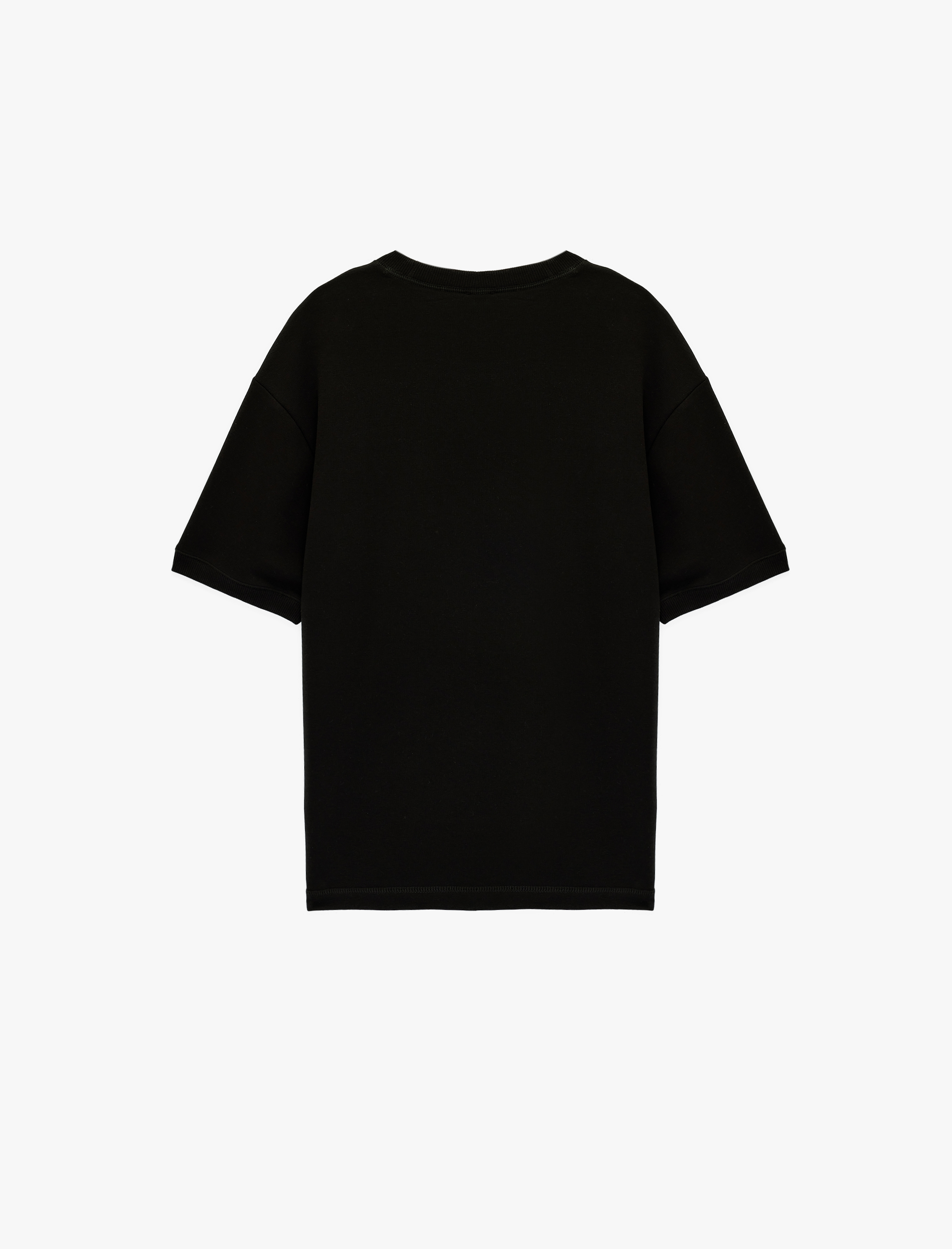   Kısa Kollu Bisiklet Yaka Basic Oversize Tişört