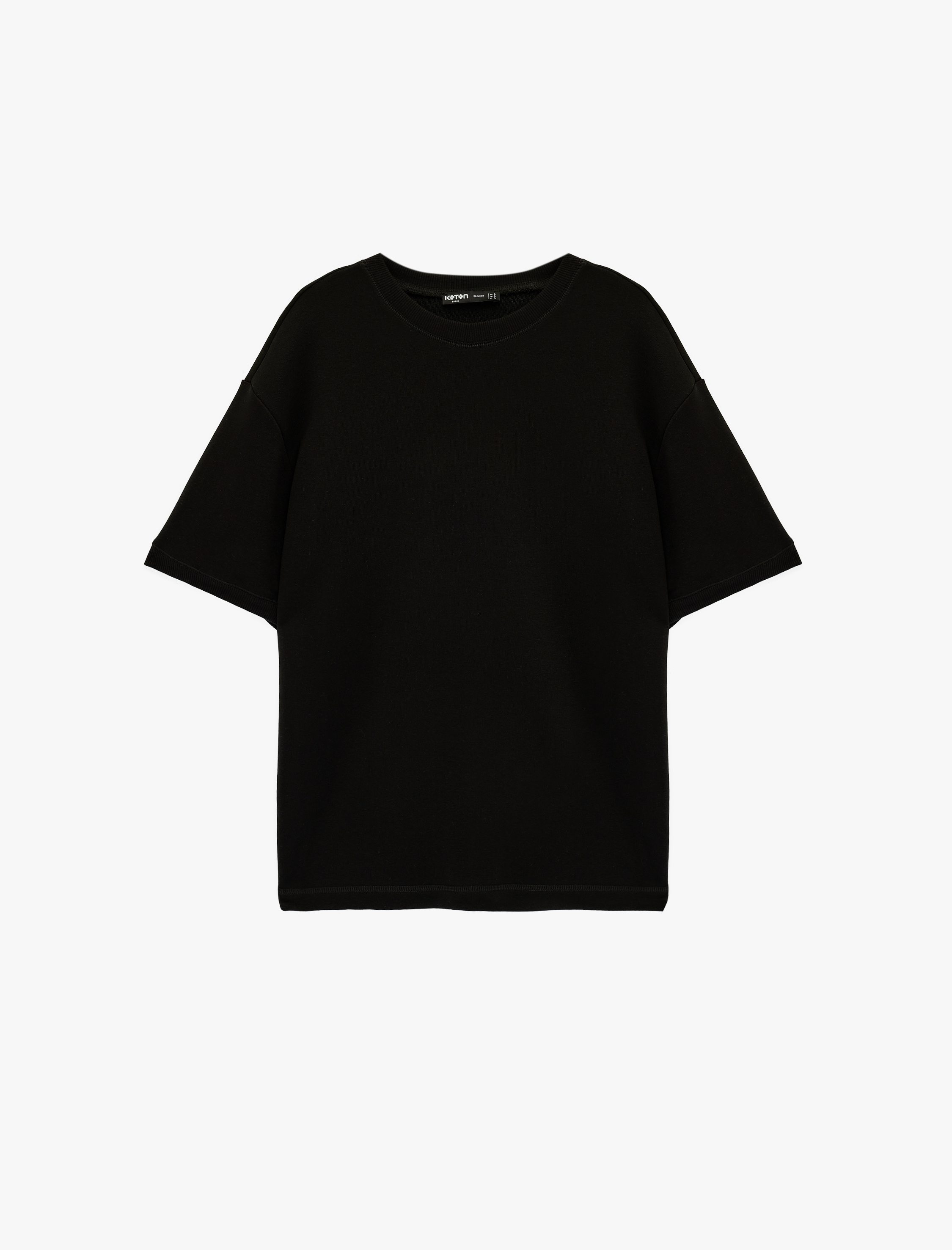   Kısa Kollu Bisiklet Yaka Basic Oversize Tişört