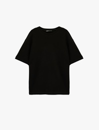 Kısa Kollu Bisiklet Yaka Basic Oversize Tişört