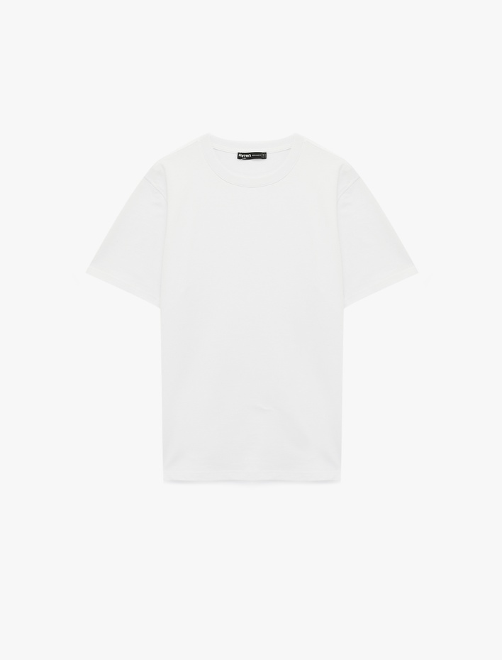  Regular Fit Kısa Kollu Bisiklet Yaka Pamuklu Basic Tişört