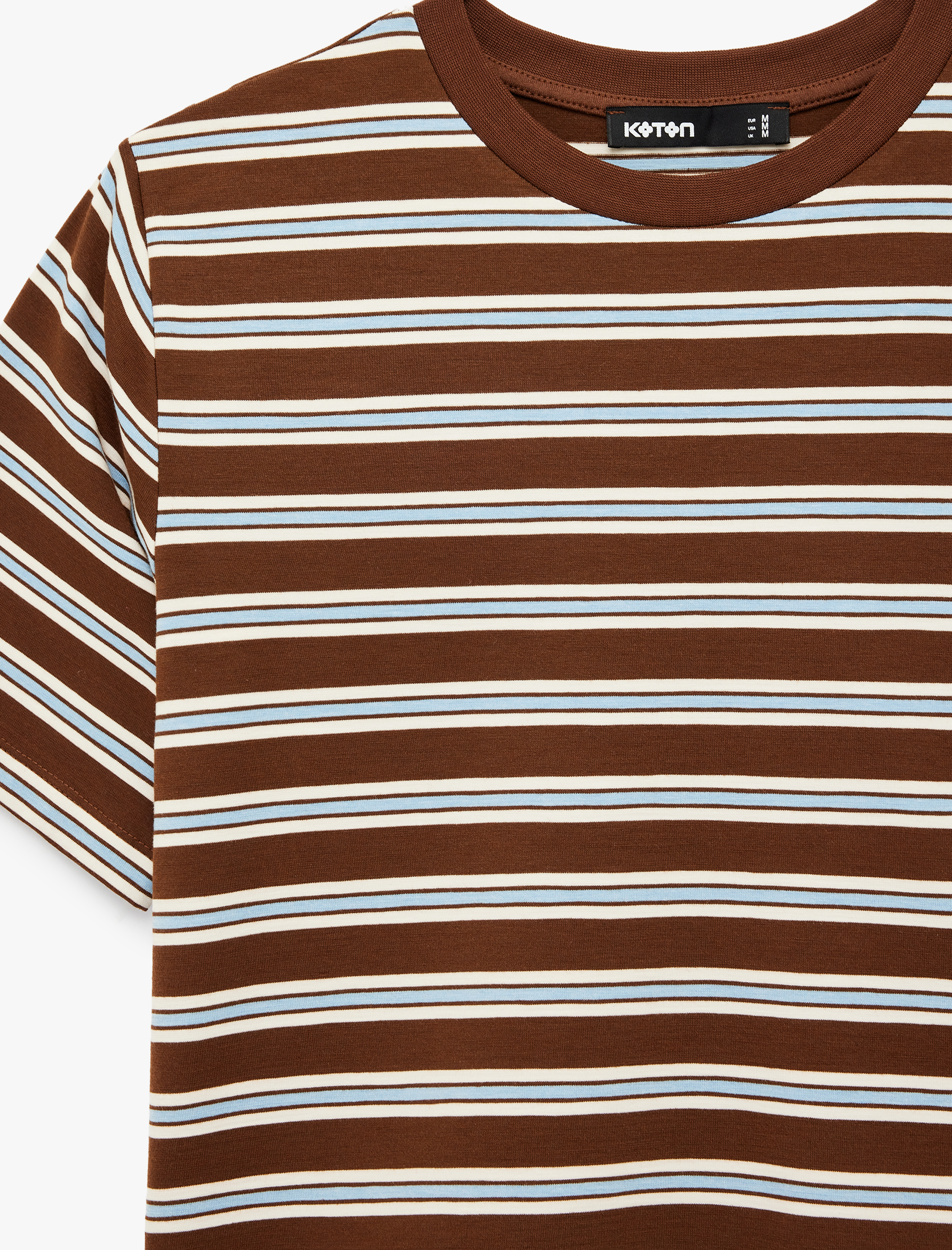   Regular Fit Kısa Kollu Bisiklet Yaka Çizgili Tişört