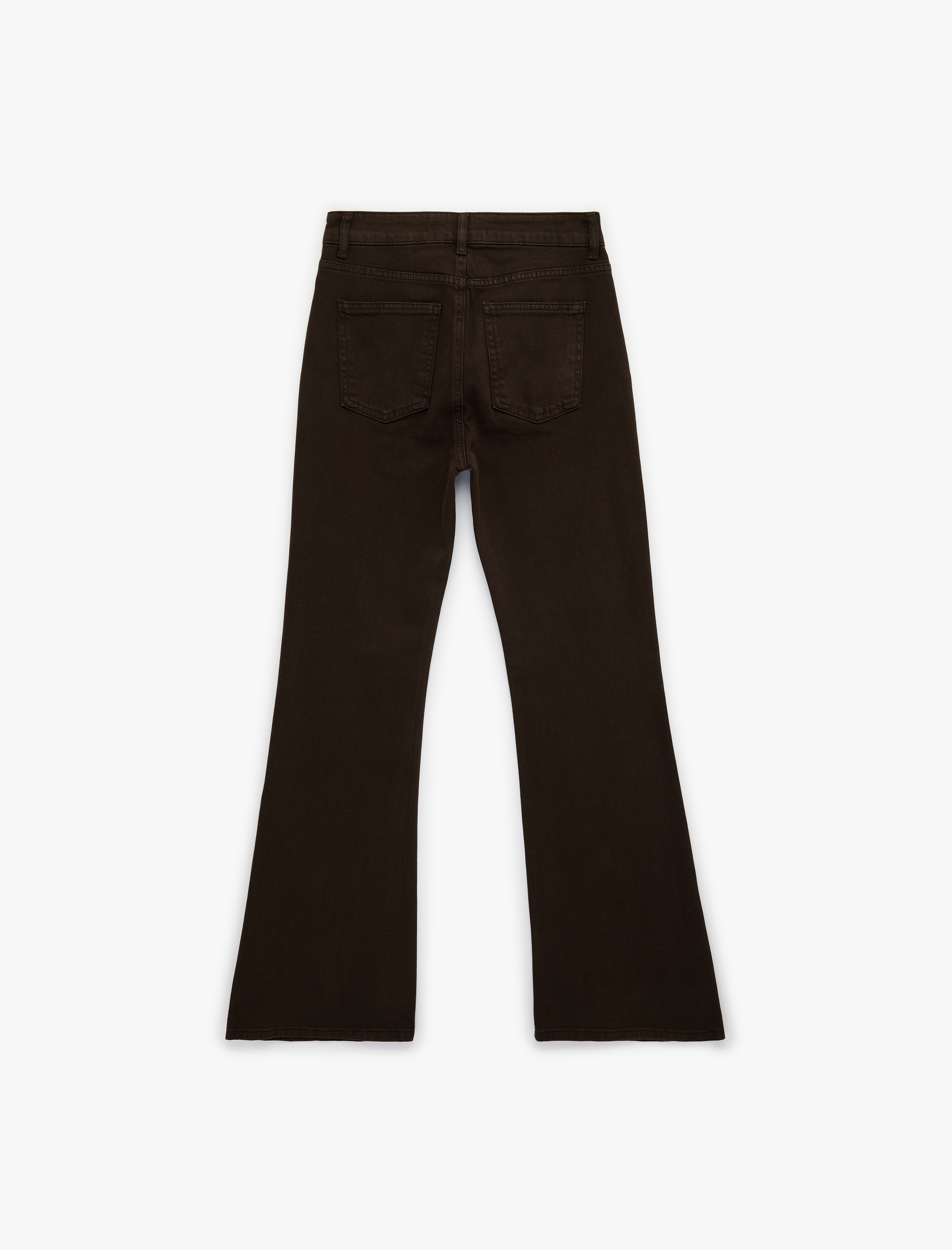   Yüksek Bel Düğme Detaylı Cepli Dar Kesim İspanyol Paça Denim Pantolon - Flare Jeans