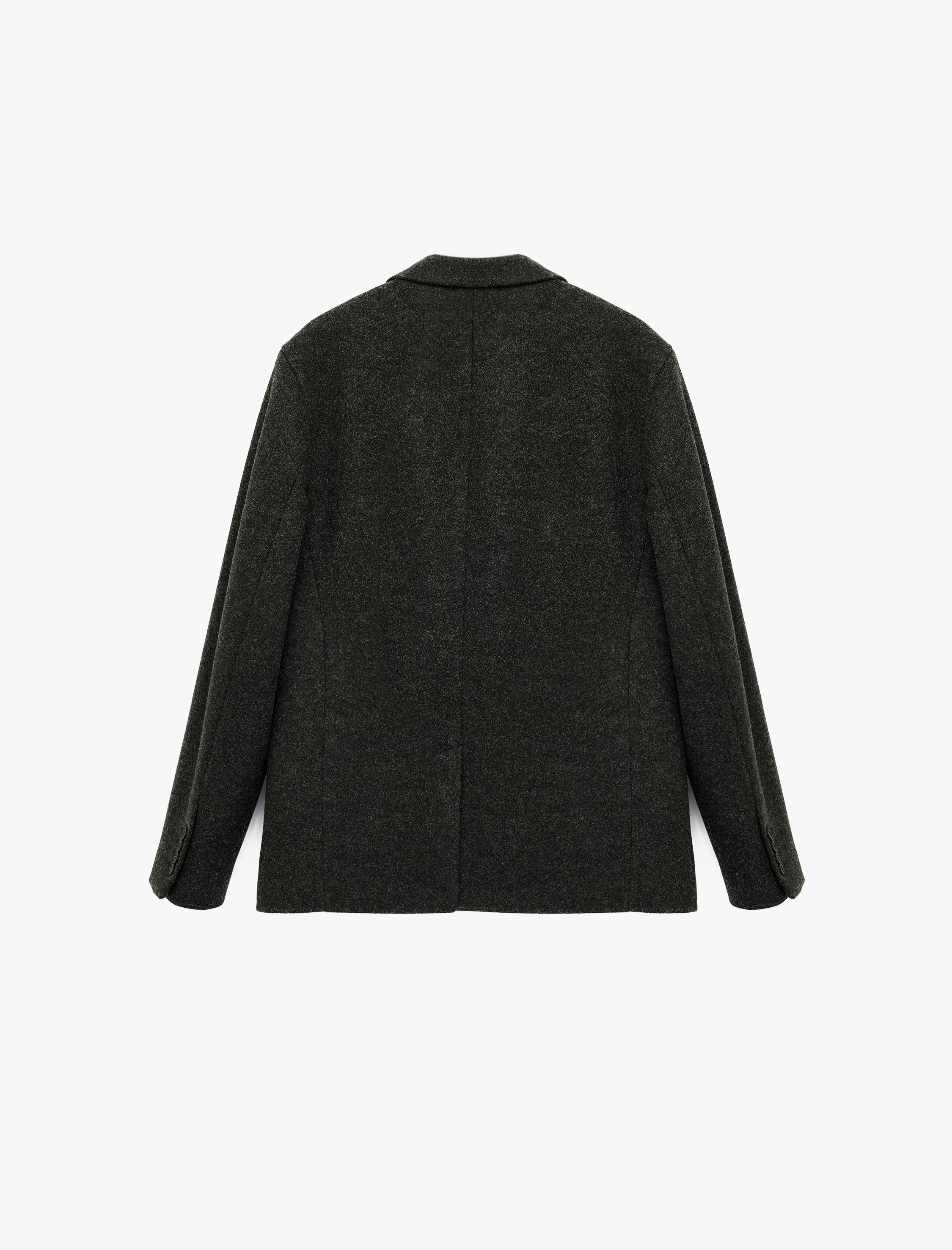   Uzun Kollu Cepli Mono Yaka Kaşe Blazer Ceket