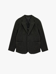 Uzun Kollu Cepli Mono Yaka Kaşe Blazer Ceket