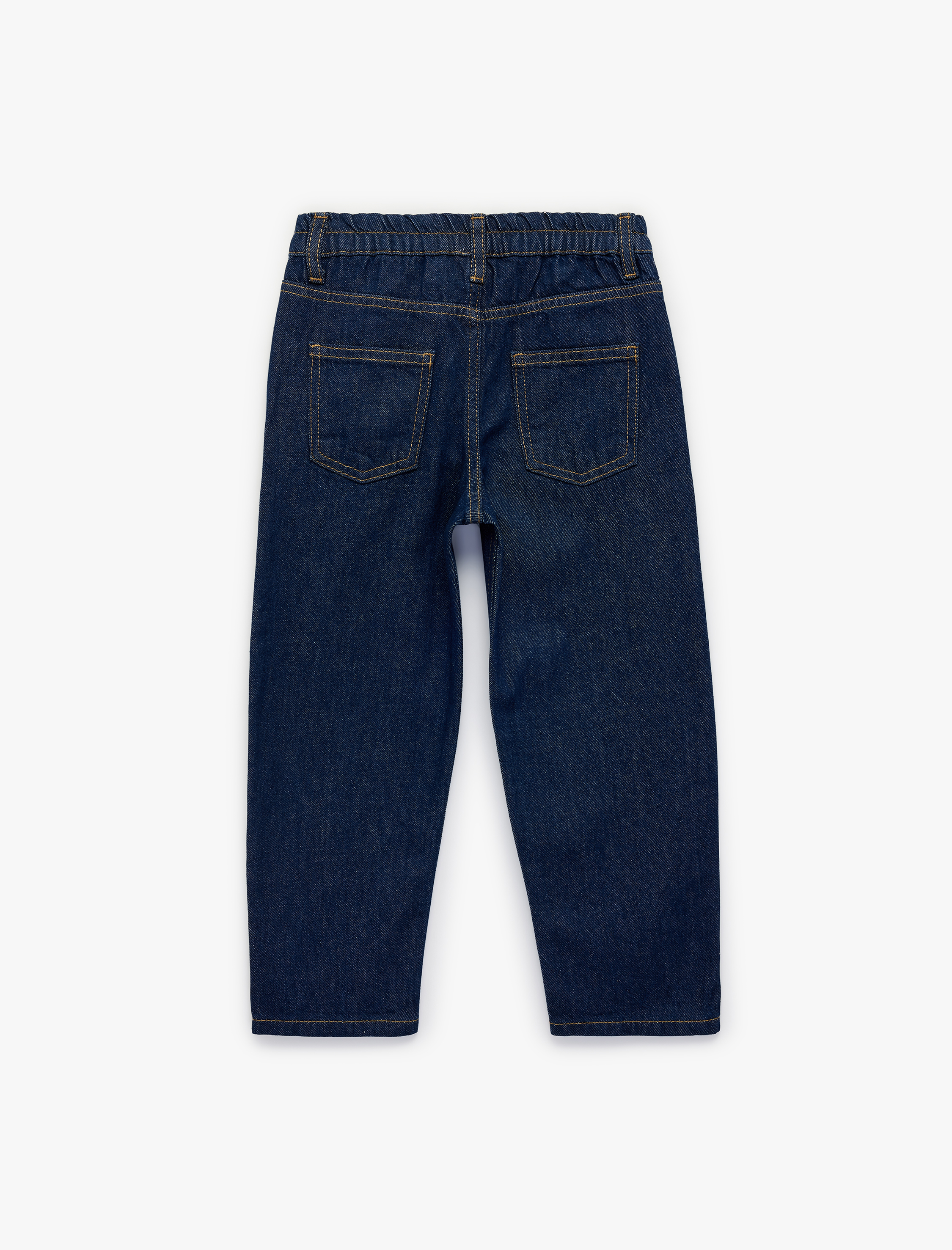  Erkek Bebek Pamuklu Cepli Rahat Kalıp Düğmeli Balon Form Denim Pantolon