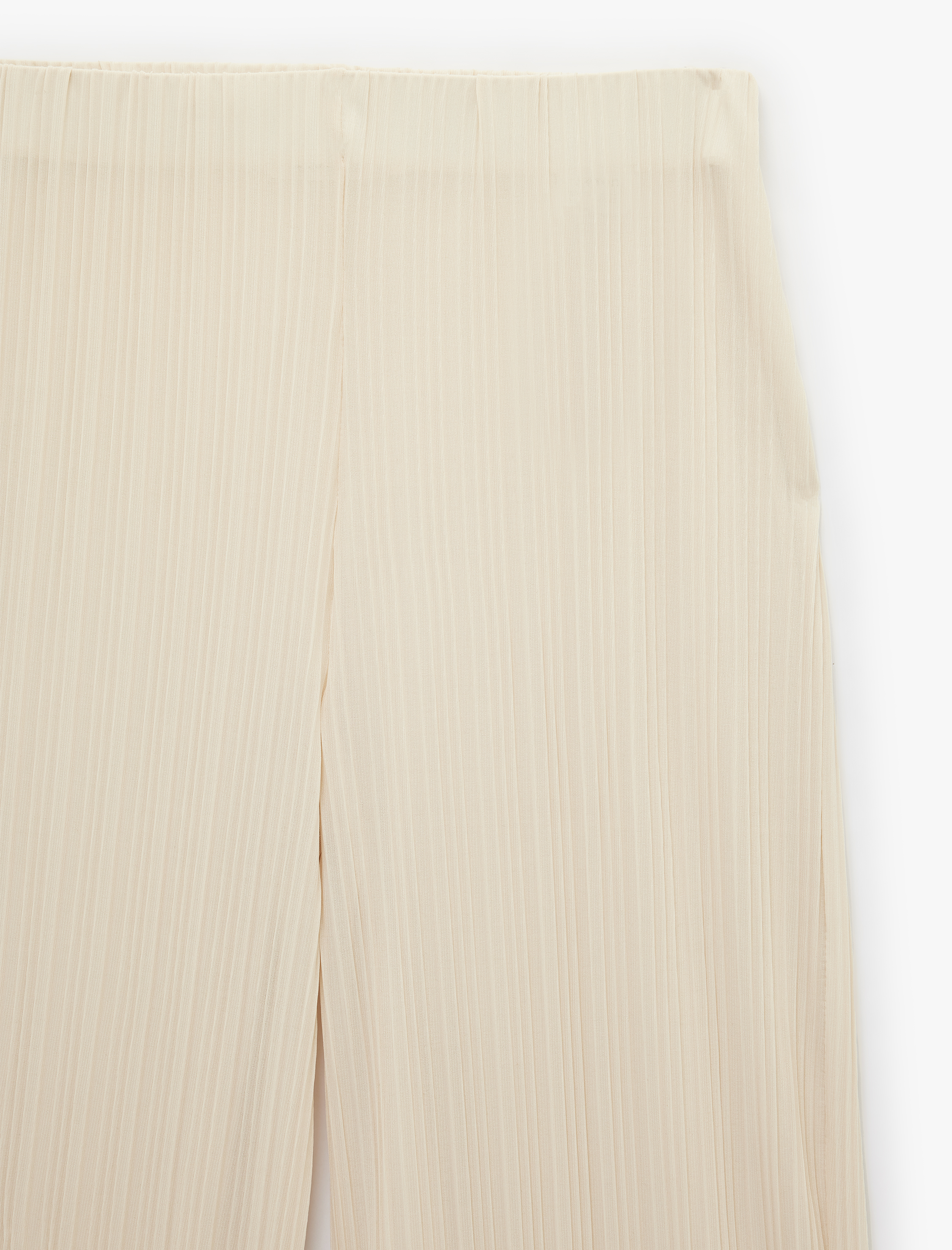   Beli Lastikli Düz Geniş Paça Piliseli Pantolon