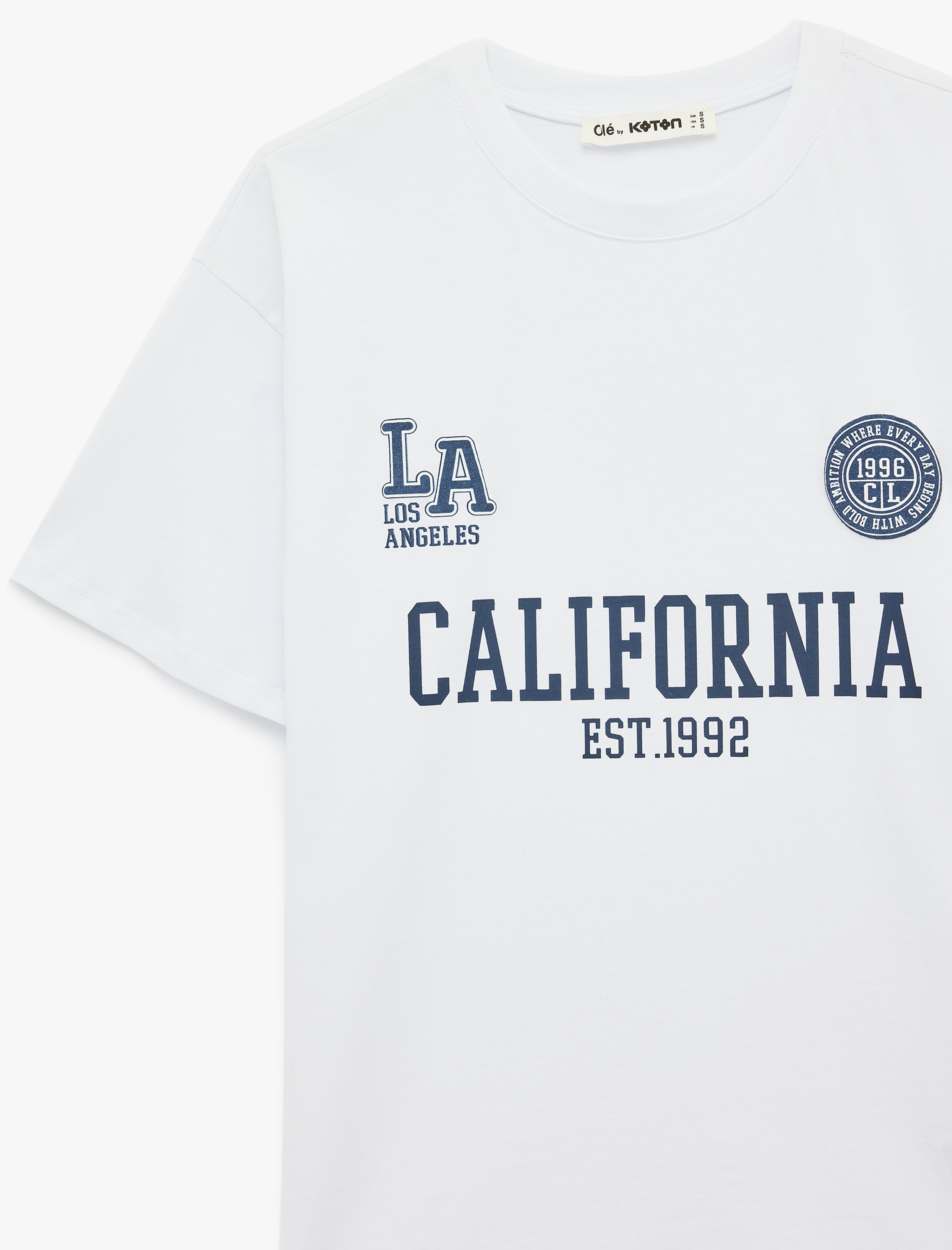   Kısa Kollu Bisiklet Yaka Pamuklu Baskılı Oversize Tişört