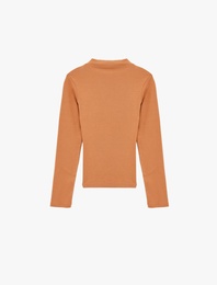 Dik Yaka Slim Fit Uzun Kollu Tişört