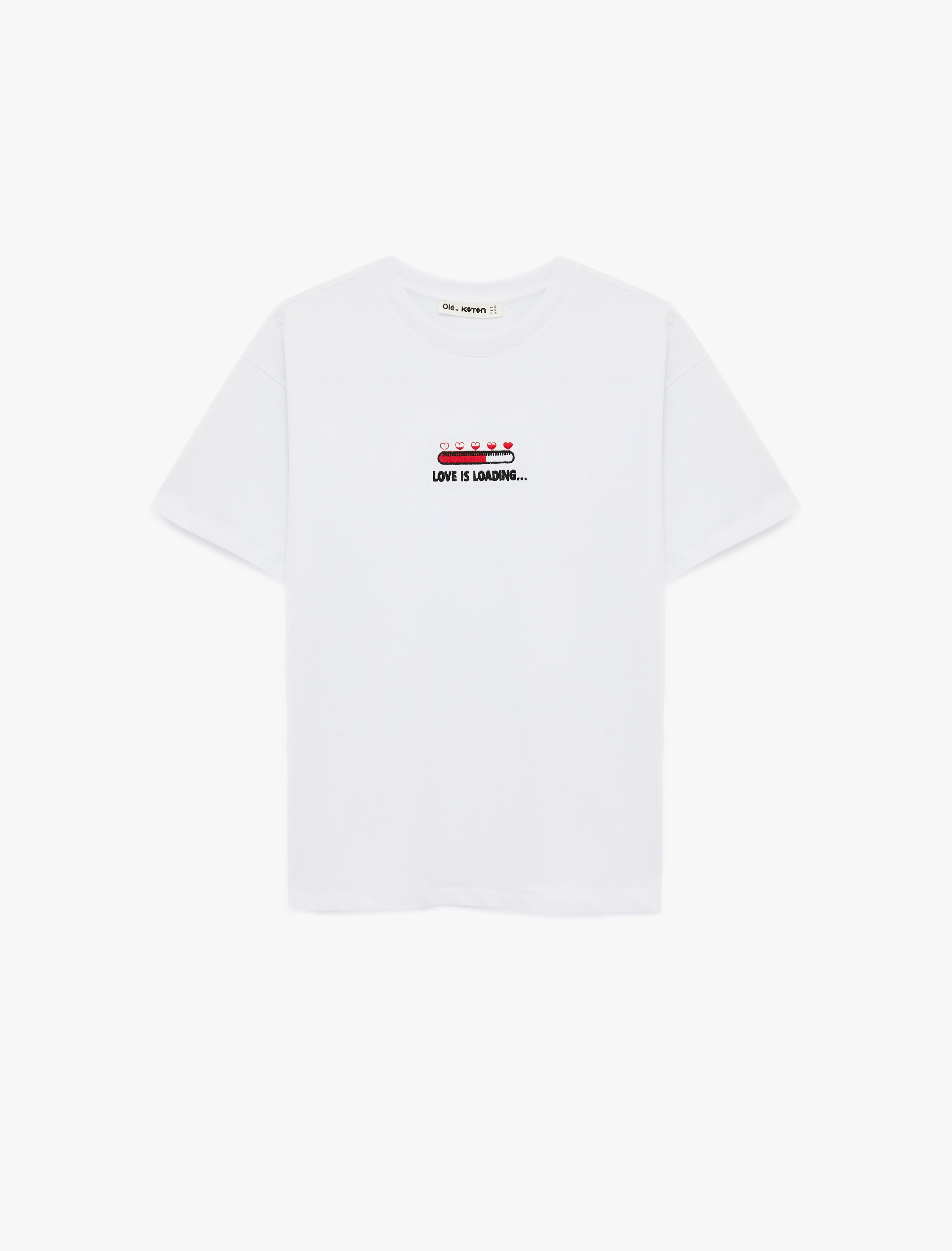   Kısa Kollu Bisiklet Yaka Pamuklu Baskılı Tişört