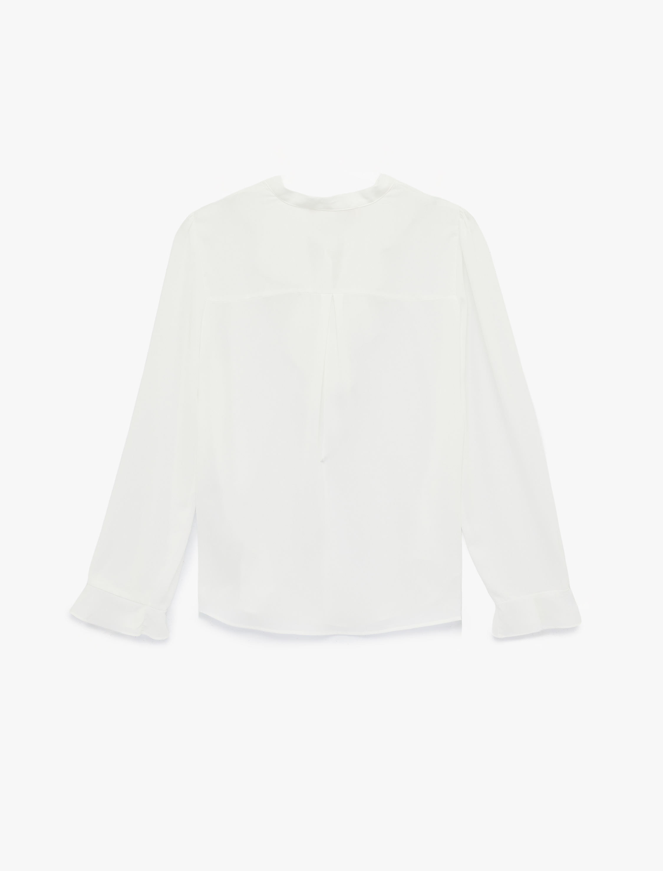   Uzun Kollu Fırfırlı Yaka Bağlama Detaylı Bluz