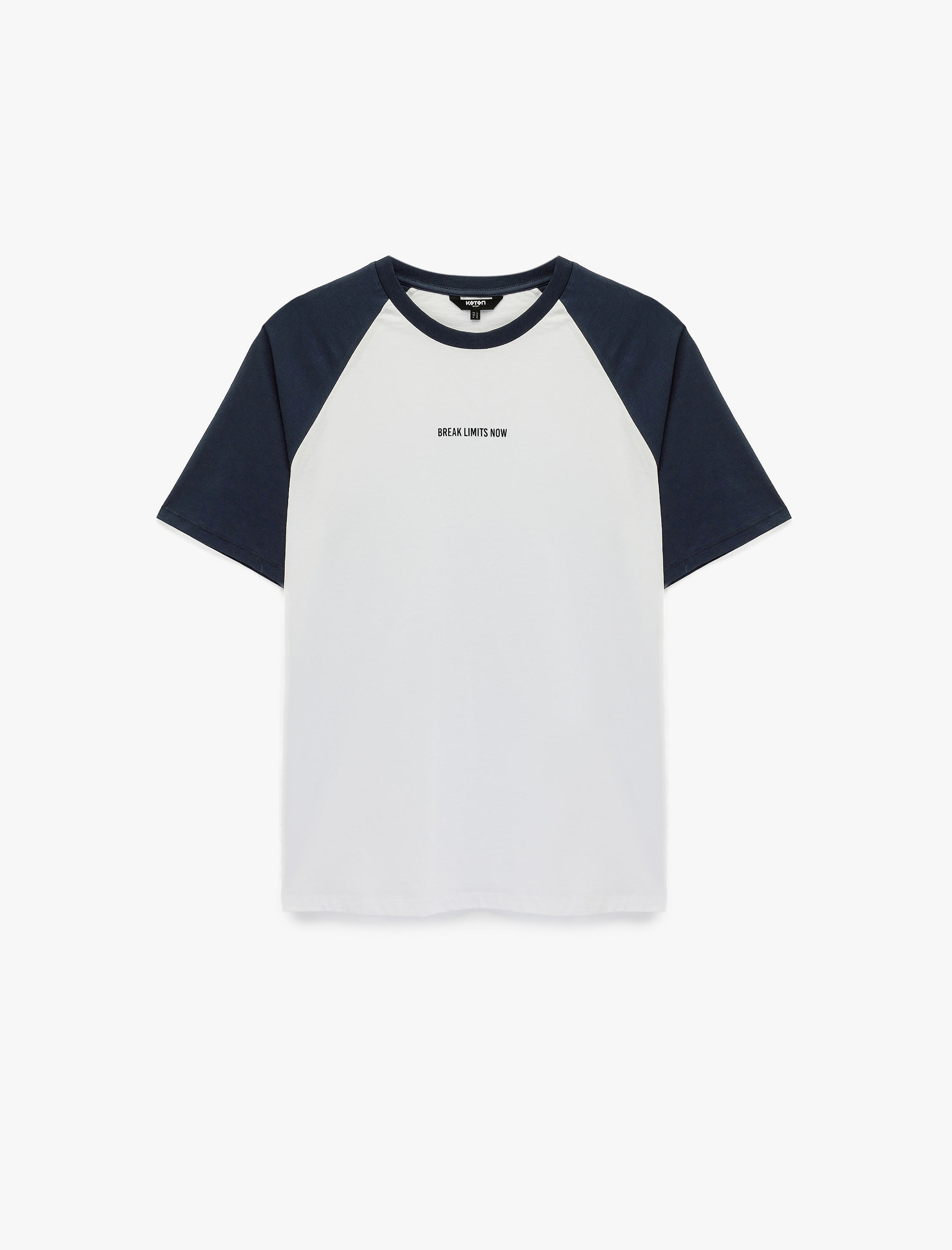   Regular Fit Renk Kontrastlı Reglan Kısa Kollu Bisiklet Yaka Pamuklu Baskılı Spor Tişört