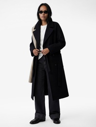 Kemerli Kaşe Kaban Kruvaze Düğmeli Uzun Kollu Cepli