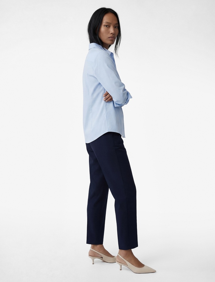  Viskon Karışımlı Cepli Slim Fit Yüksek Bel Cigarette Pantolon