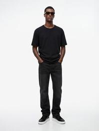 Kısa Kollu Bisiklet Yaka Pamuklu Slim Fit Tişört