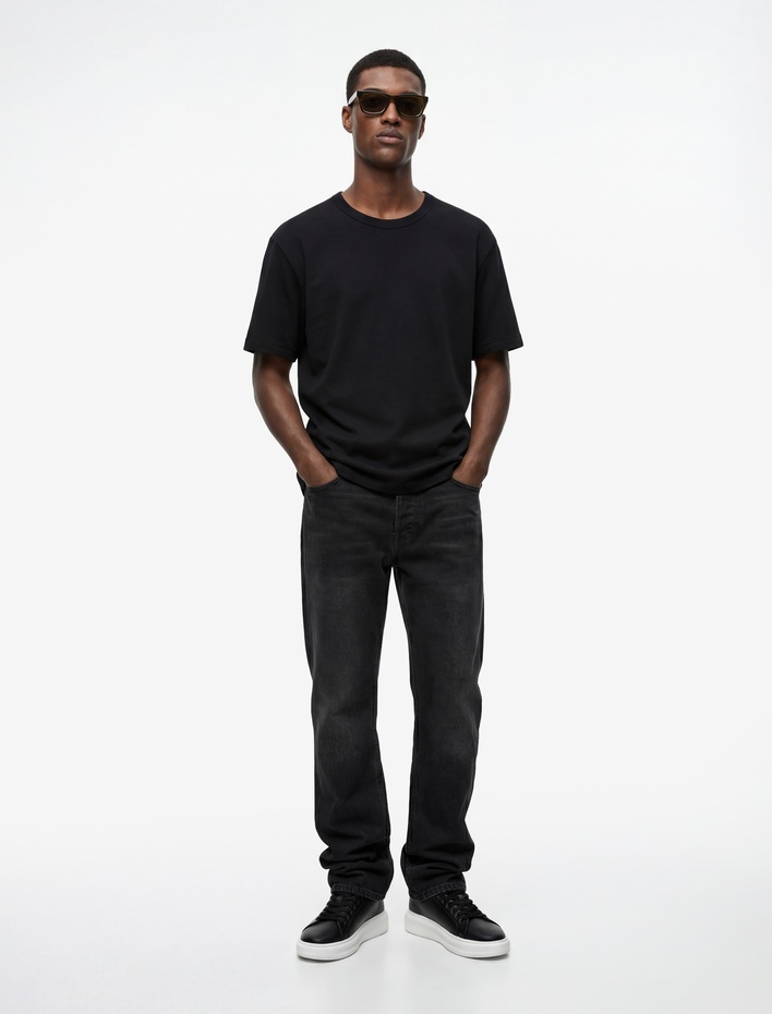  Kısa Kollu Bisiklet Yaka Pamuklu Slim Fit Tişört