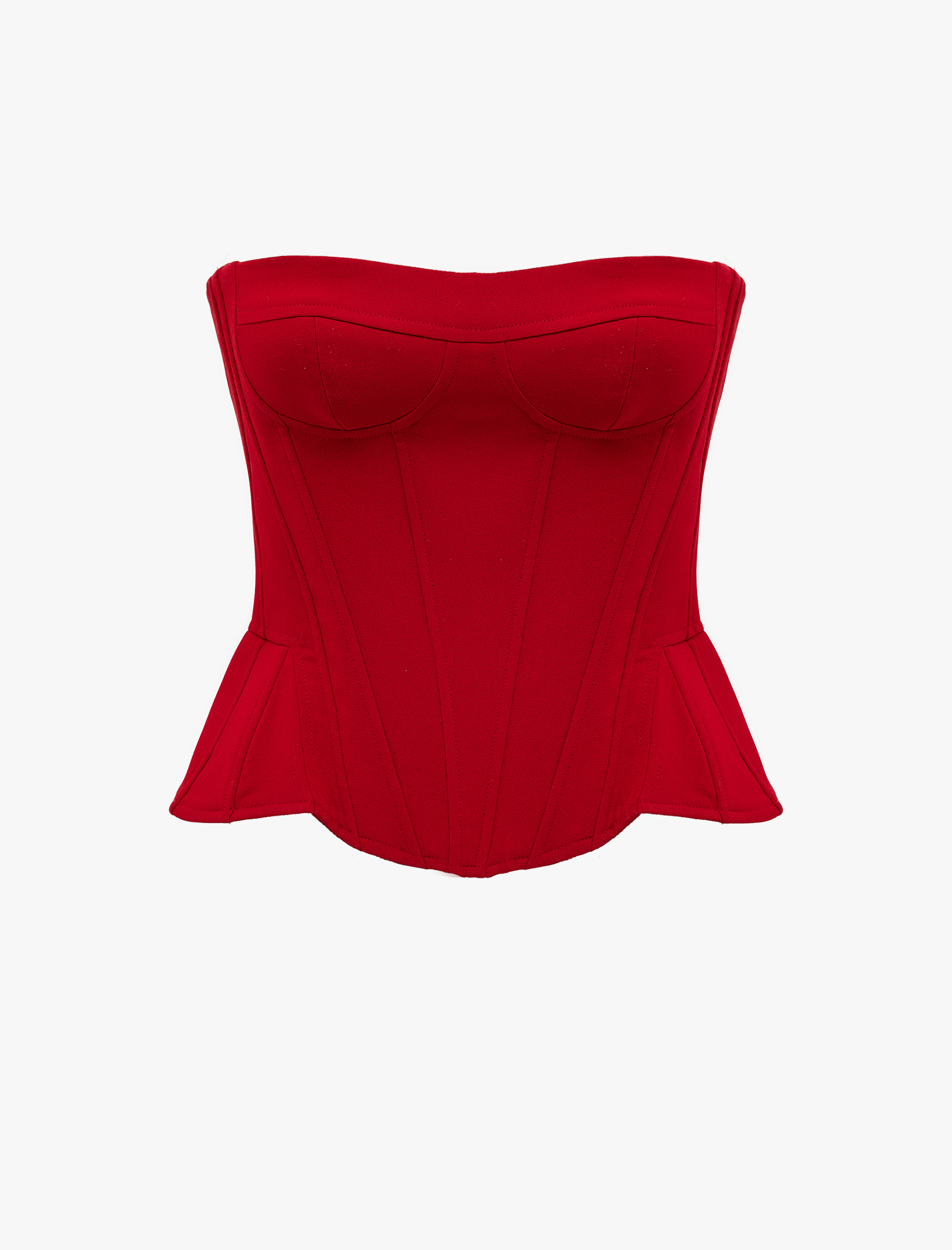   Slim Fit Asimetrik Peplum Kesim Crop Straplez Üst