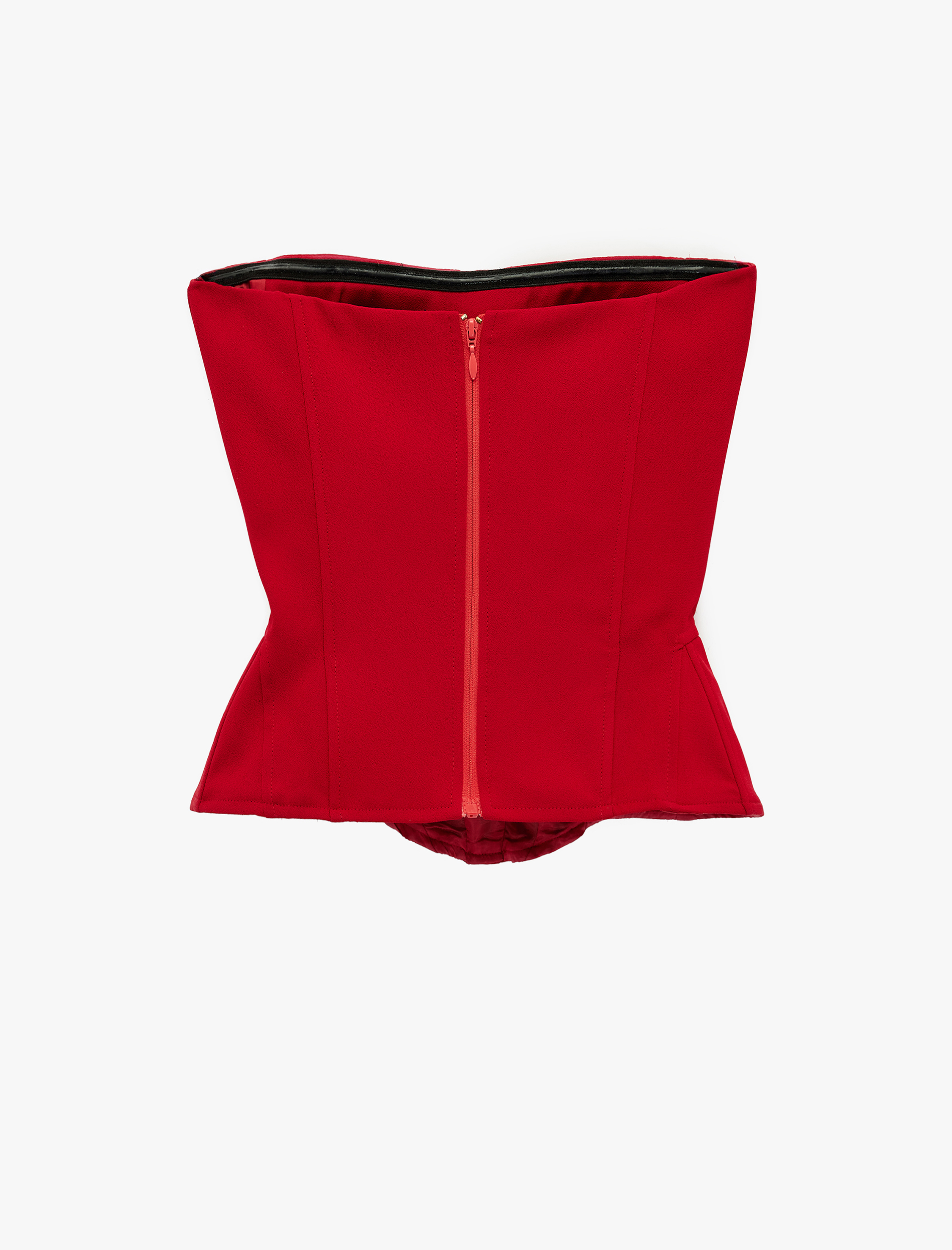   Slim Fit Asimetrik Peplum Kesim Crop Straplez Üst